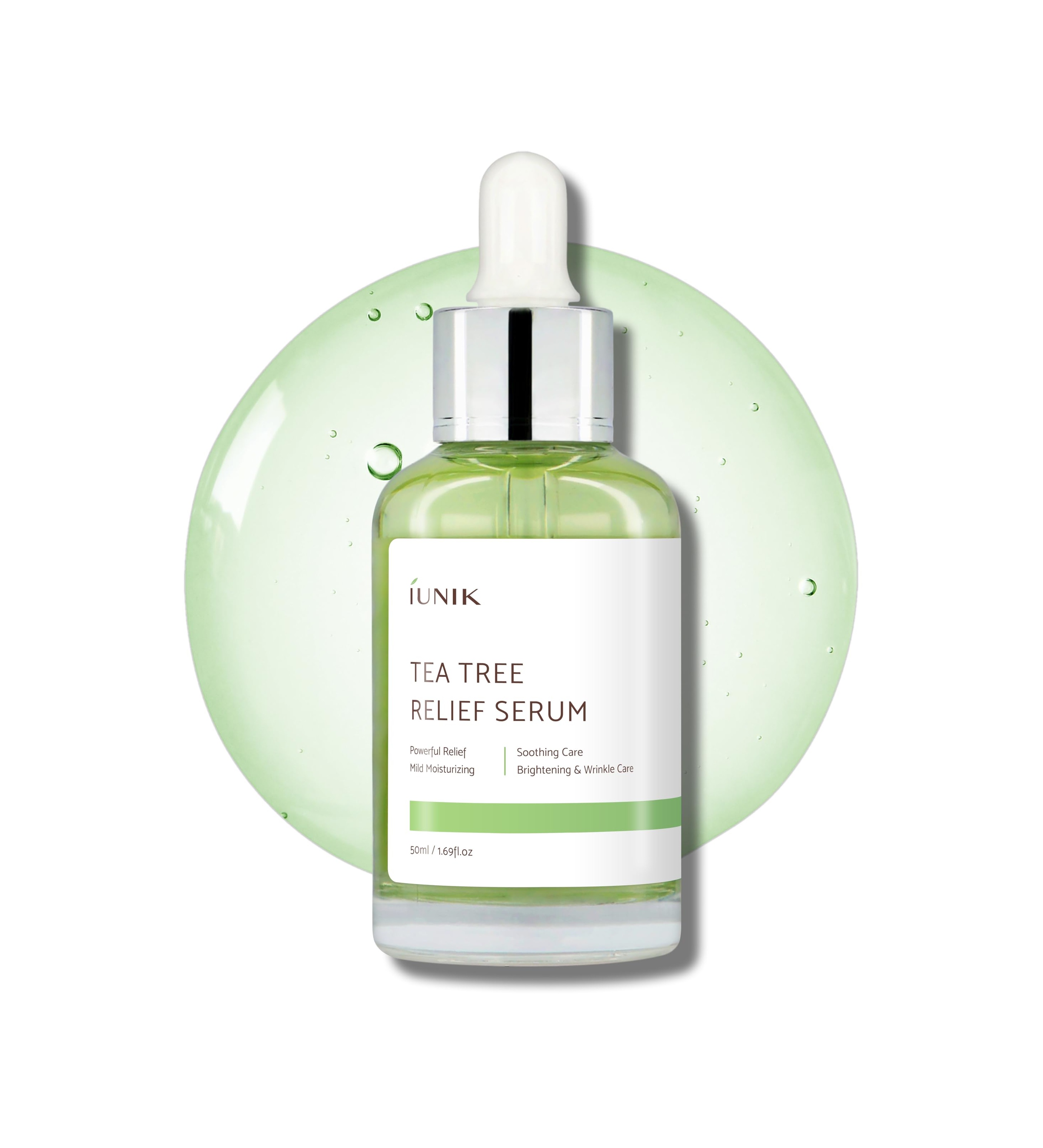 IUNIK Tea Tree Relief Serum 50ml ايونيك سيروم مهدئ بخلاصة السنتيلا وشجرة الشاي يوازن الزيوت ويرطب البشرة