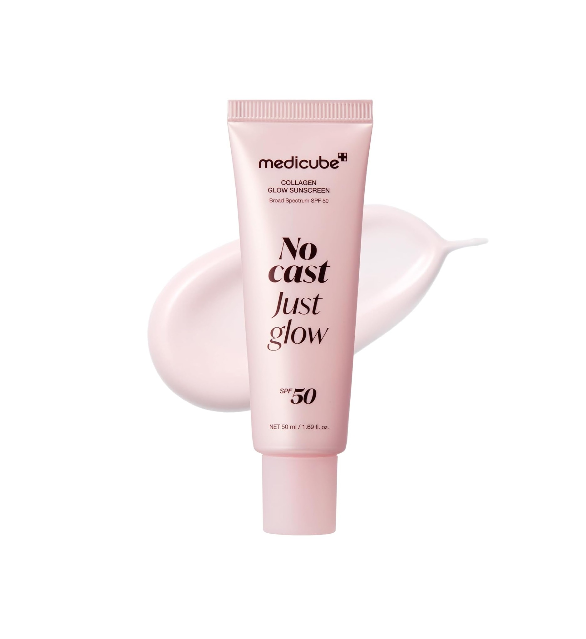 MEDICUBE Collagen Glow Sunscreen No Cast Just Glow SPF50 50ml مديكيوب واقي من اشعة الشمس يرطب البشرة، يقوي الحاجز، ويمنح إشراقة دون أثر أبيض