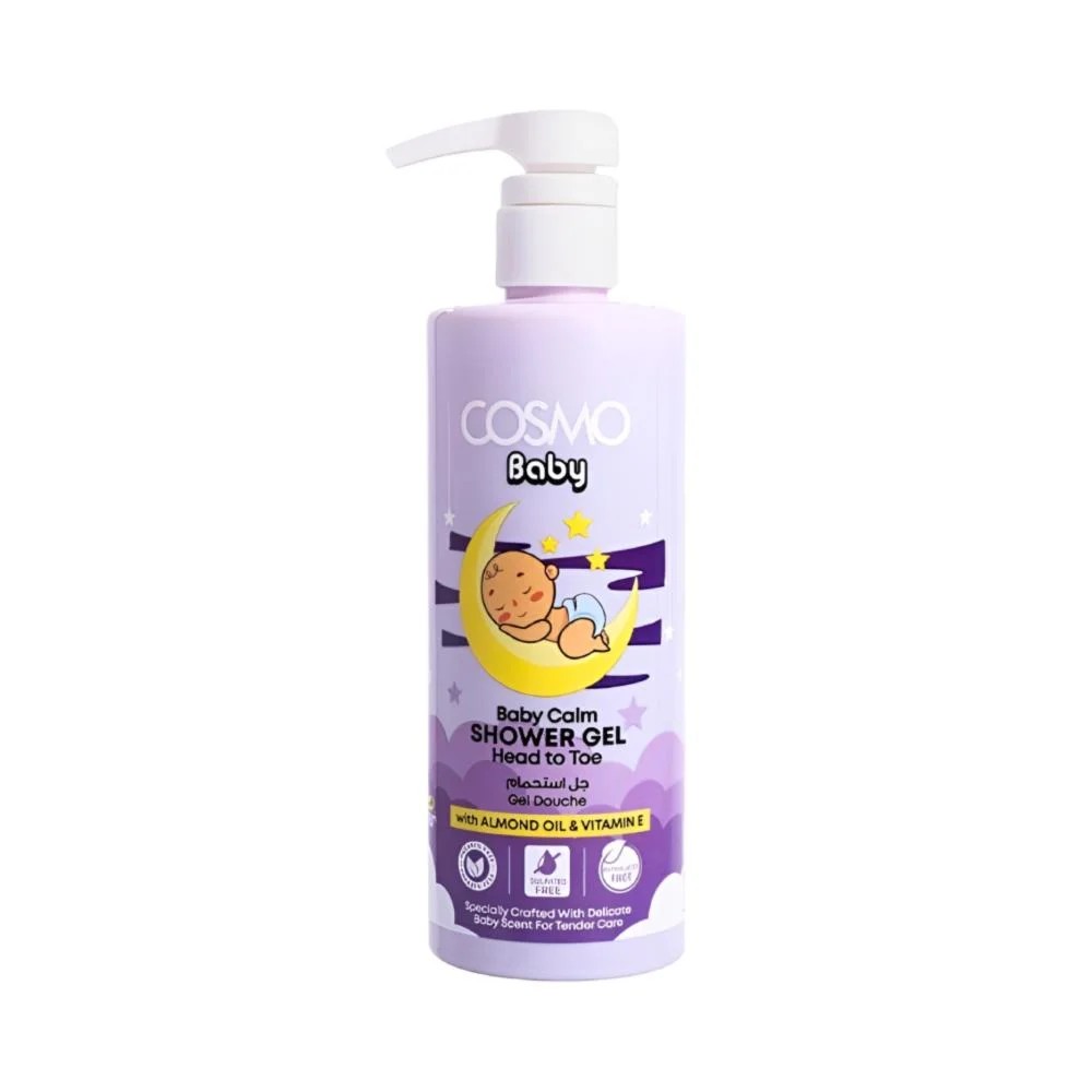 COSMO Baby Calm Shower Gel Head To Toe With Almond Oil & Vitamin E 500ml كوزمو جل استحمام للاطفال