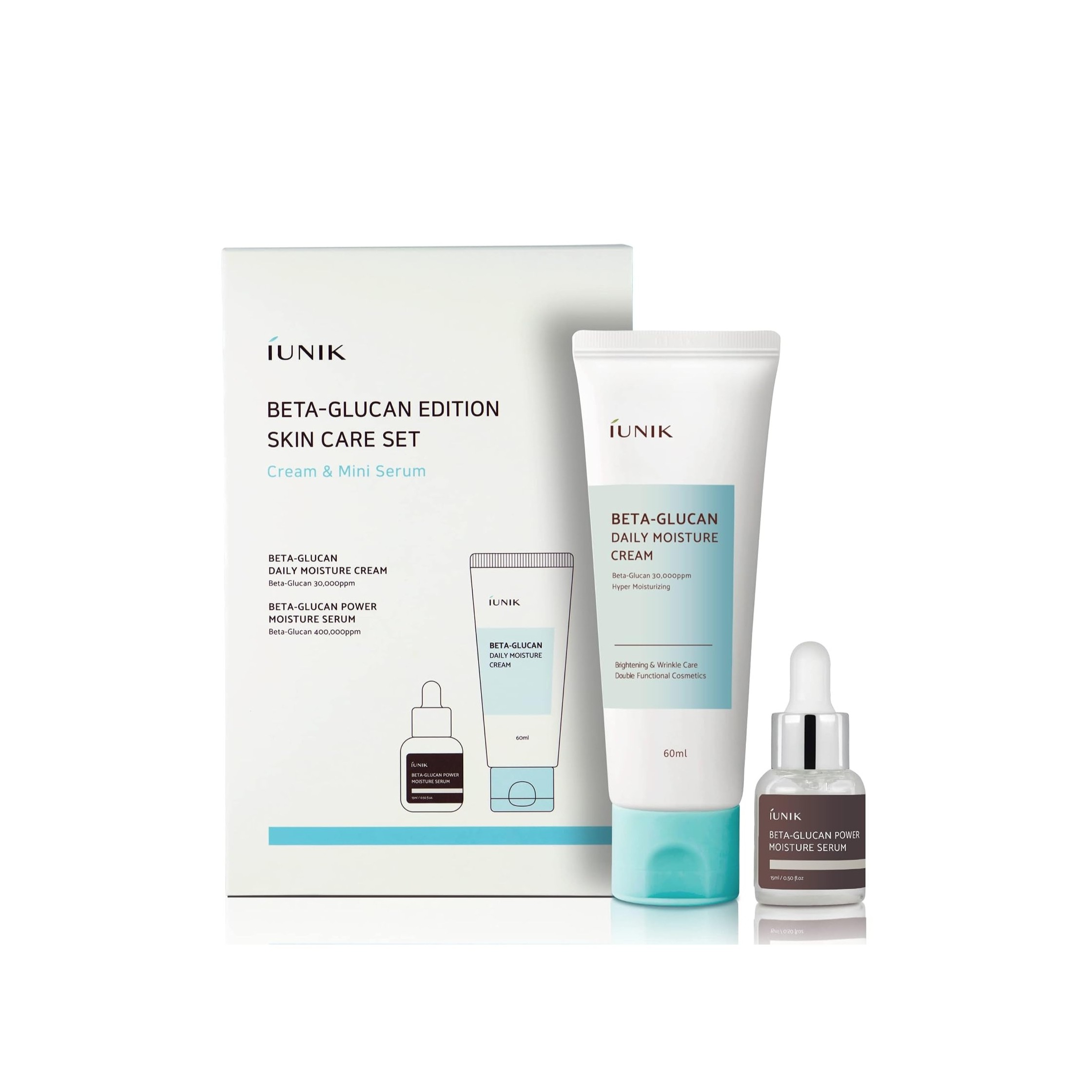IUNIK Beta Glucan Edition Skin Care Set (MOISTUREIZER 60ML + SERUM 15ML) ايونيك مجموعة العناية بالبشرة