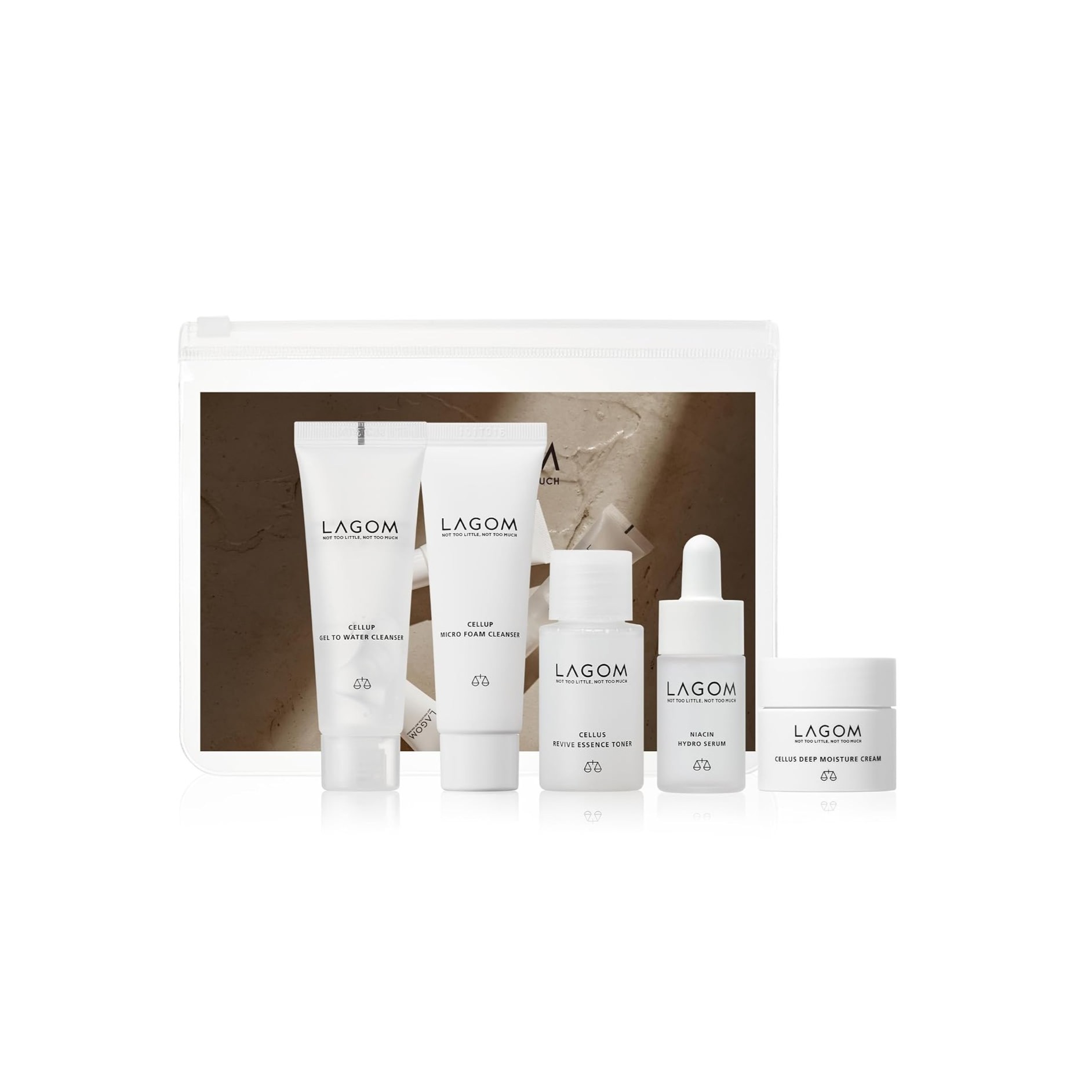 LAGOM Mini 5-Step Skincare Routine Travel Kit (30ml + 30ml + 25ml +10ml + 9ml)  لاكوم مجموعة العناية بالبشرة 