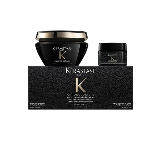 KERASTASE Chronologiste Rituel Noir Regenerant set كرستاس مجموعة للعناية بالشعر  تغذي الشعر وفروة الرأس، وتمنحه ترطيبًا عميقًا
