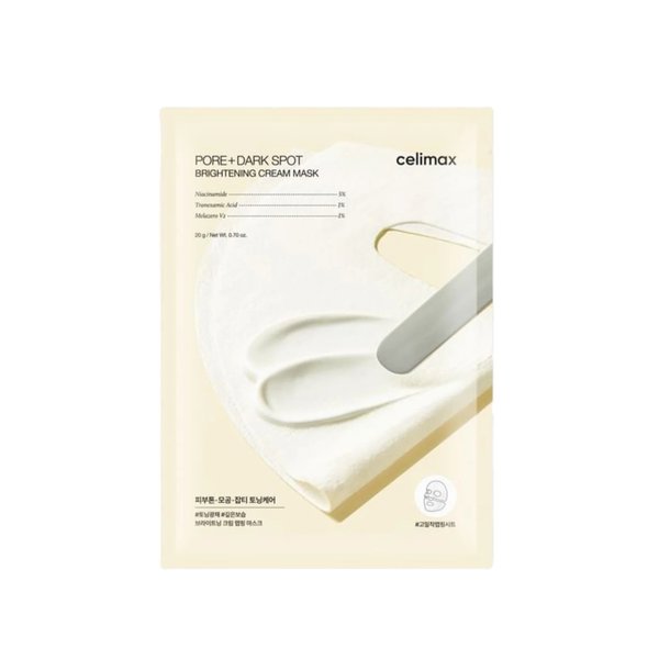 CELIMAX Pore+Dark Spot Brightening Cream Mask 20g  سيليماكس ماسك ورقي كريمي يعزز اشراقة البشرة والعناية بالبقع الداكنة والتصبغات