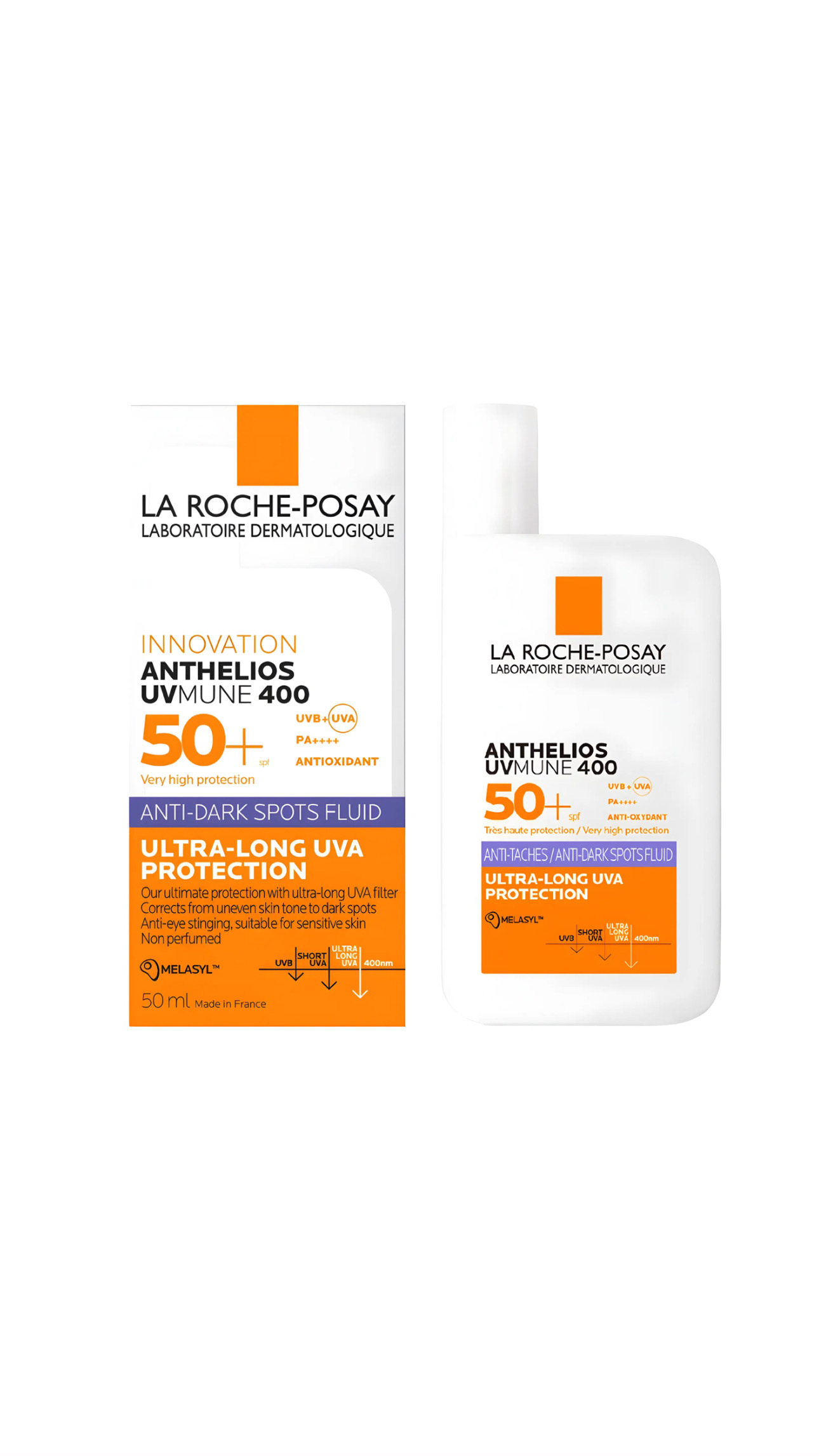 LA ROCHE-POSAY ANTHELIOS UVMUNE 400 ANTI-DARK SPOTS FLUID SPF 50 50ml لاروش پوزيه واقي شمس متطور لحماية البشرة ومكافحة التصبغات