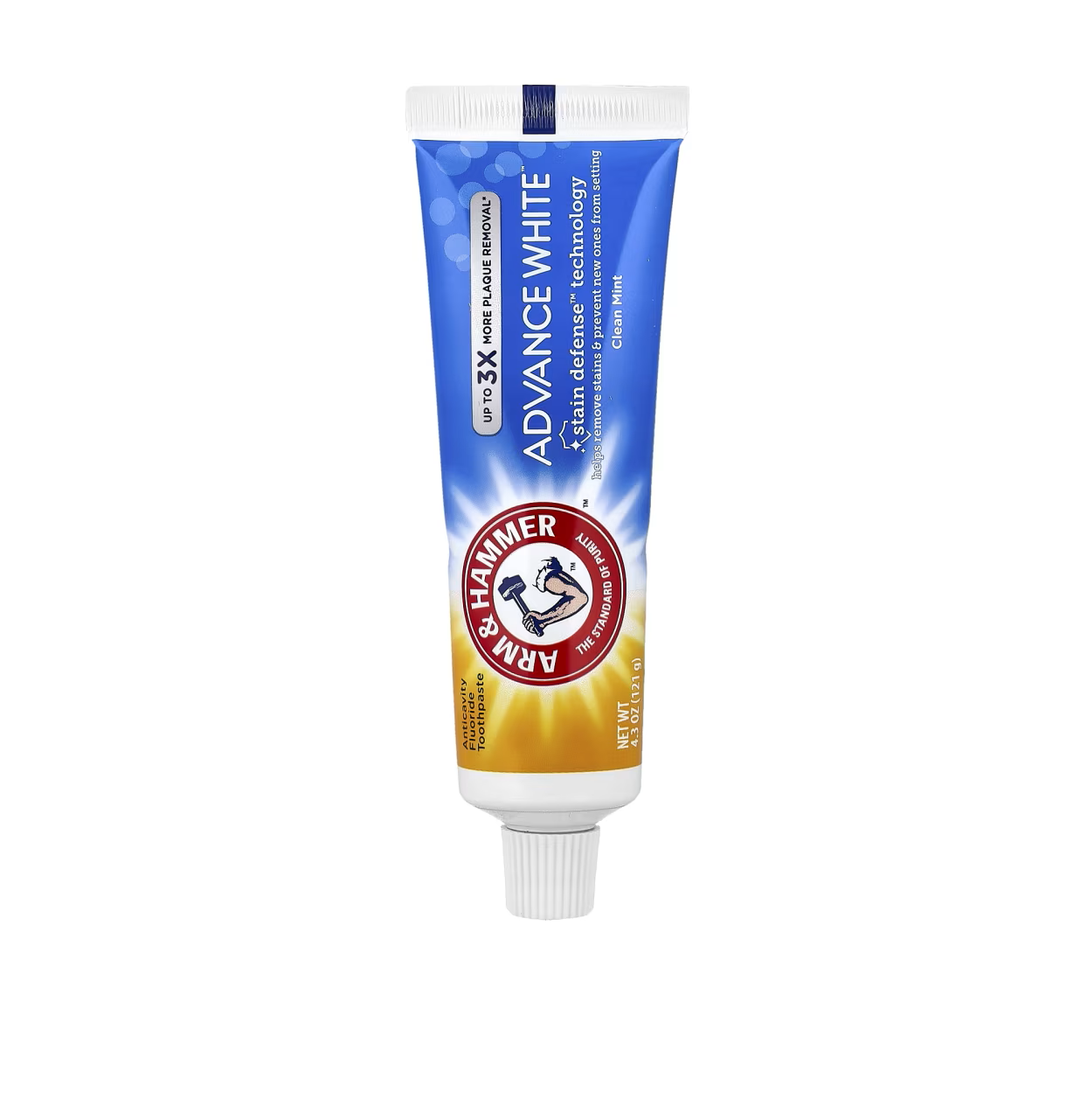 ARM & HAMMER Advance White Clean Mint Toothpaste 121g ارم هامير معجون أسنان للتبييض يزيل البقع، يحمي المينا والتسوس، ويمنح ابتسامة أكثر بياضًا