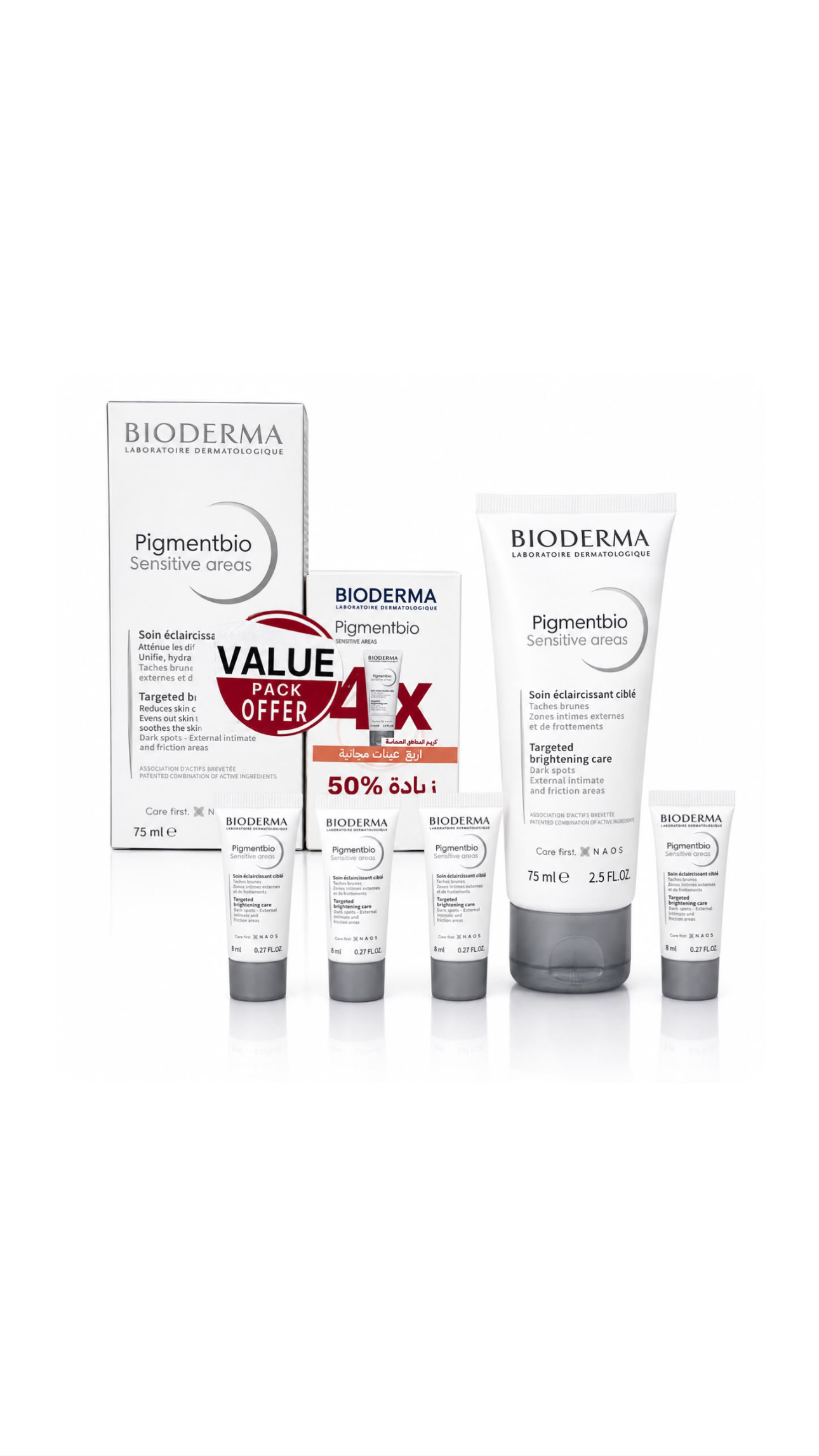 BIODERMA PIGMENTBIO SENSITIVE AREAS 4X (75ml ،8ml) بايوديرما كريم العناية بالمناطق الحساسة