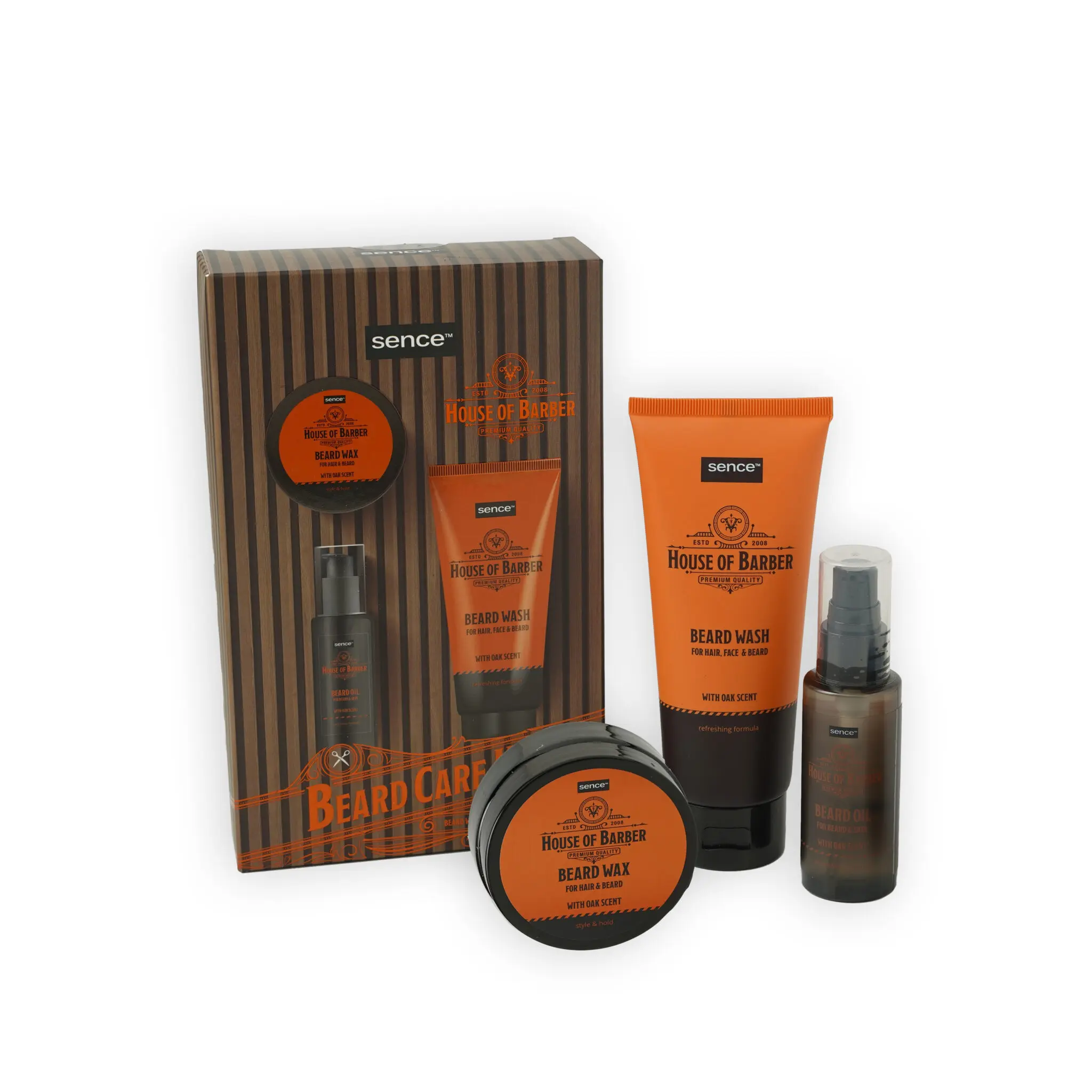 (SENCE BEAUTY House of Barber Beard Care Kit (50m +150ml + 50g سينس بيوتي مجموعة متكاملة للرجال للعناية باللحية