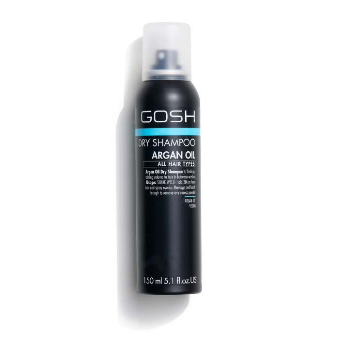 GOSH Dry Shampoo Argan Oil For All Hair Types 150ml كوش شامبو جاف بزيت الأرغان ينعش الشعر، يمتص الزيوت و يمنحه حجمًا ولمعانًا