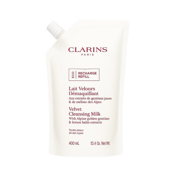 CLARINS Velvet Cleansing Milk With Alpine Golden Gentian & Lemon Balm Extrats (Refill) 400ml كلارنس غسول منظف للبشرة ينظف و يزيل المكياج بلطف