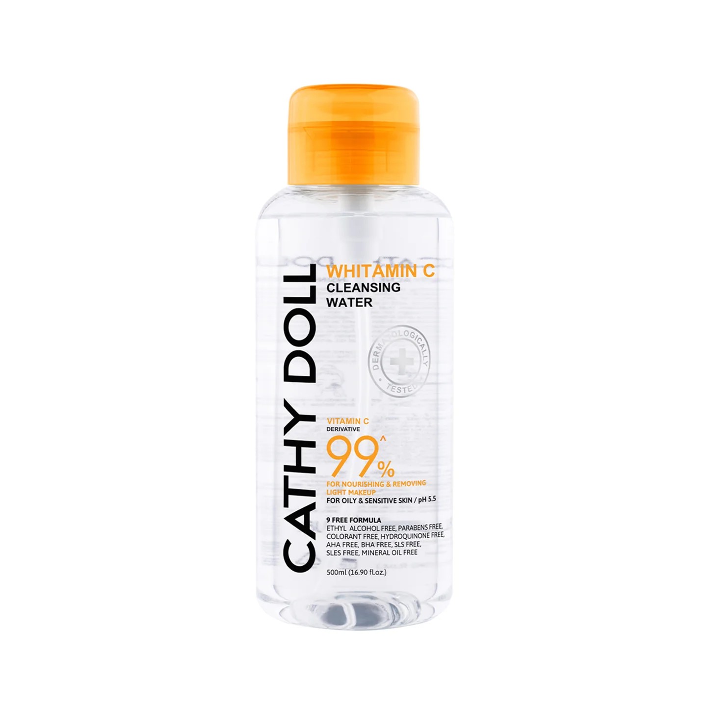 CATHY DOLL Whitamin C Cleansing Water 500ml كاثي دول غسول للمكياج يرطب البشرة و يمنحها اشراقة