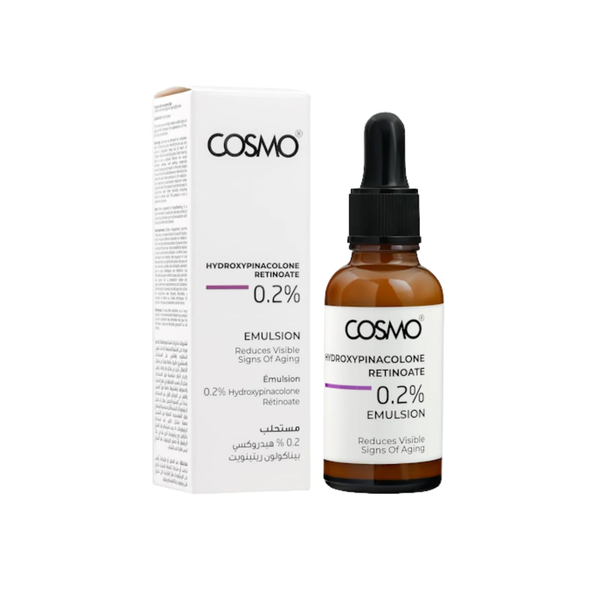 COSMO Hydroxy Pinacolone Retinoate 0.2% Emulsion 30ml كوزمو سيروم يحسن مظهر الخطوط والملمس وتفاوت اللون
