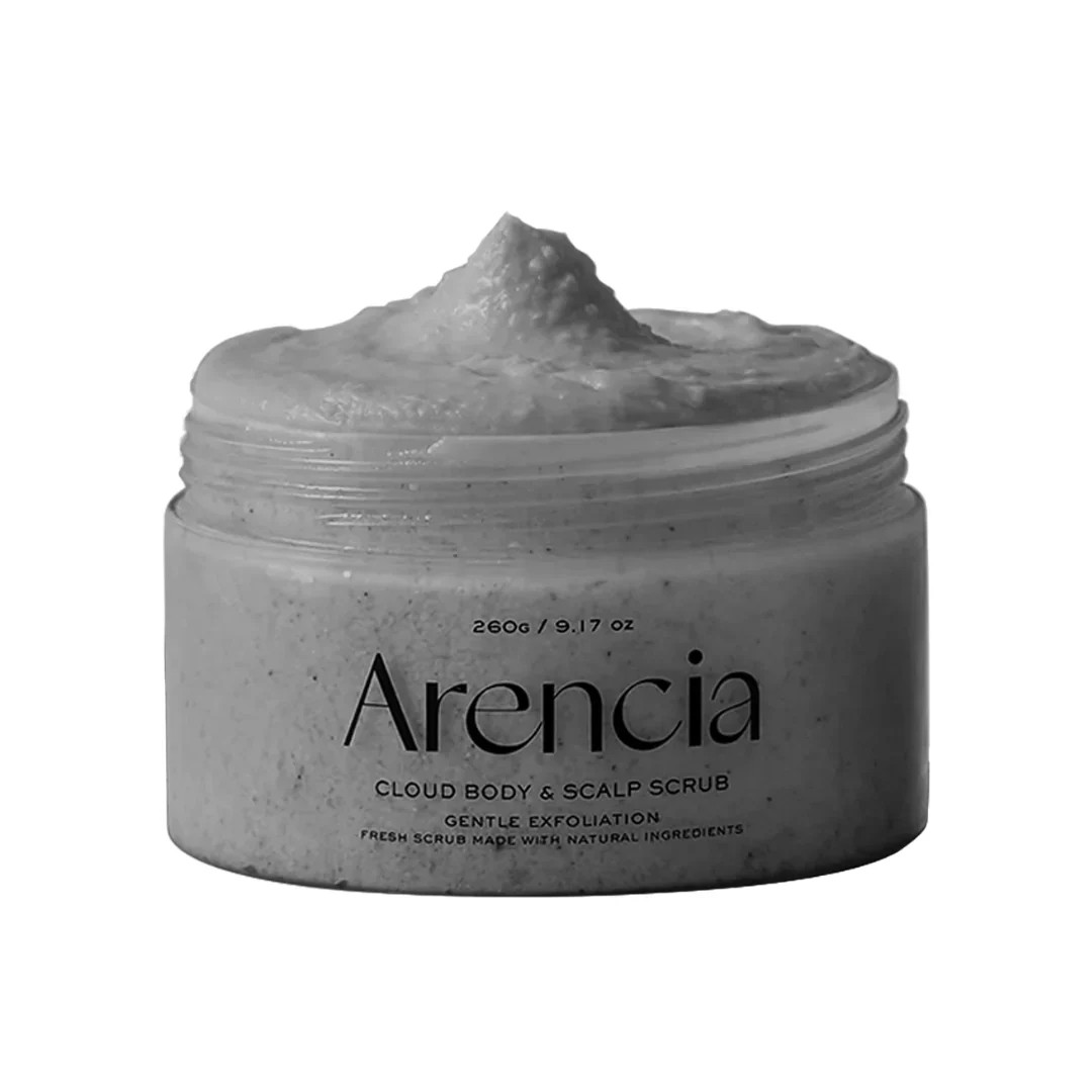 ARENCIA Cloud Body & Scalp Scrub Black Tea & Yuzu 260g أرينسيا مقشر فاخر يقشر خلايا الجلد الميتة بلطف، وينعم البشرة، ويمنحها إشراقة