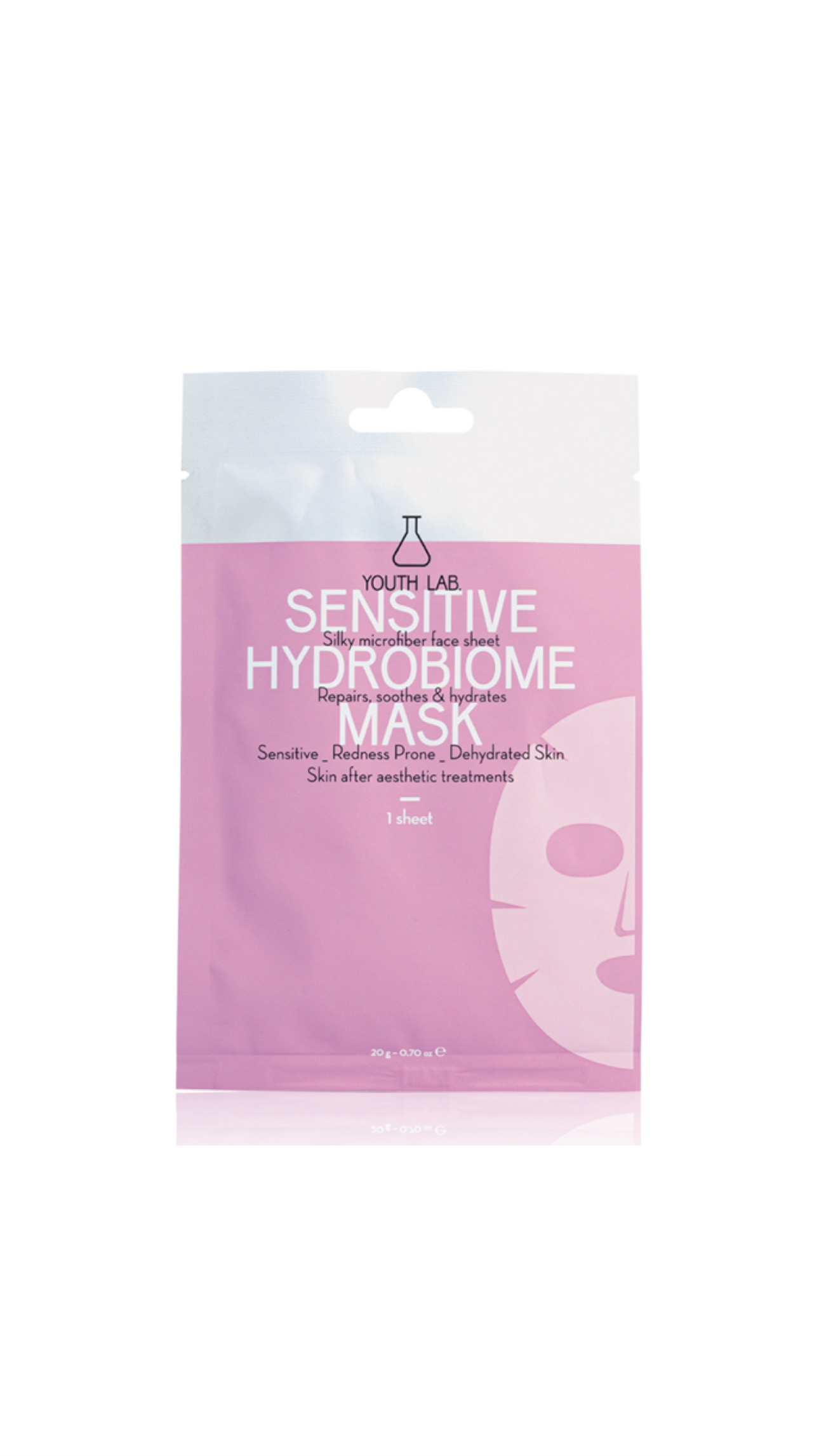 YOUTH LAB. SENSITIVE HYDROBIOME MASK 1 Sheet يوث لاب قناع ورقي لتهدئة البشرة الحساسة والمتهيجة