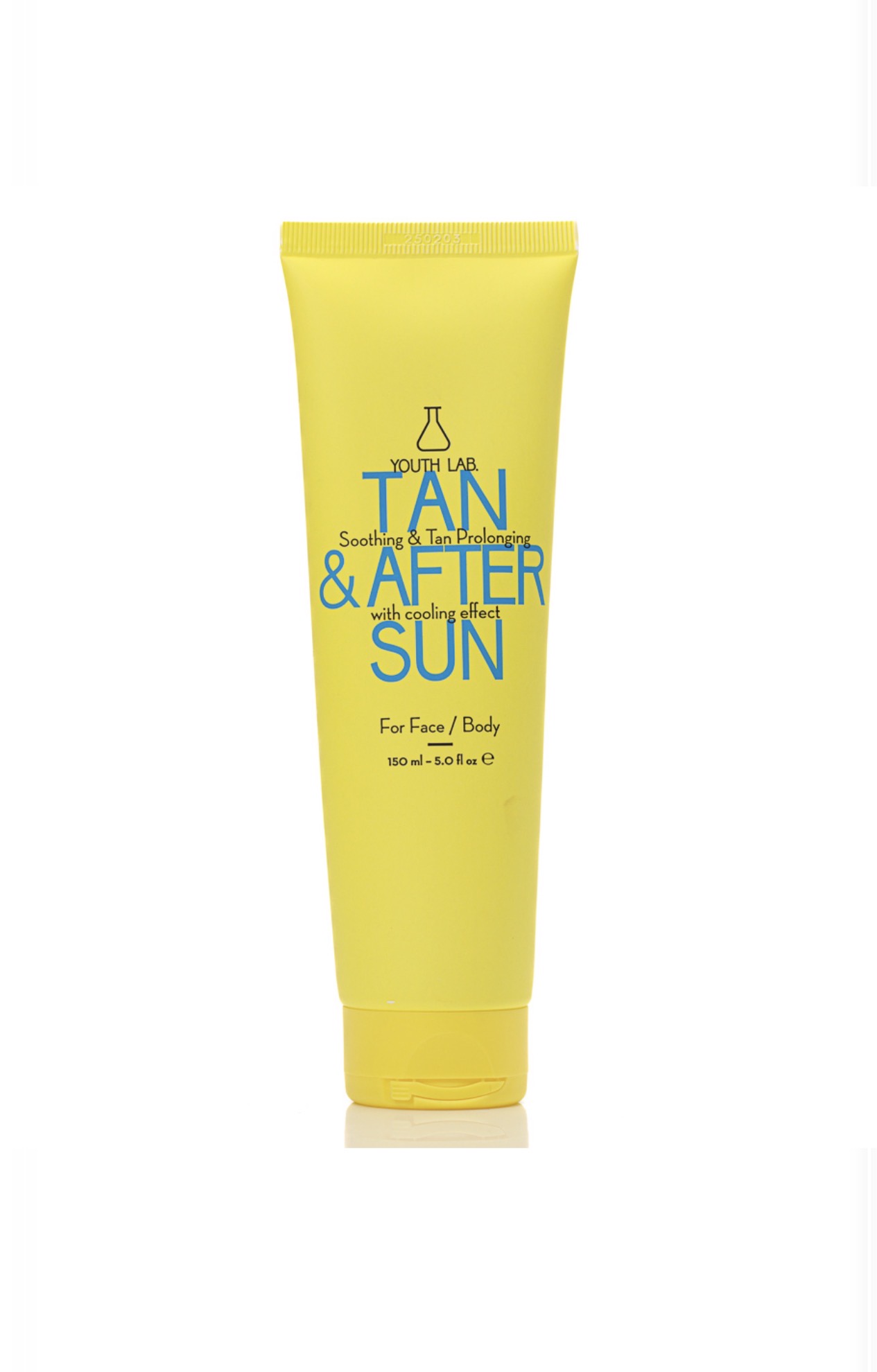 YOUTH LAB. TAN & AFTER SUN FOR FACE / BODY 150ml يوث لاب كريم جل مهدئ ومطيل لعمر التسمير مخصص للاستخدام على الوجه والجسم بعد التعرض لأشعة الشمس.