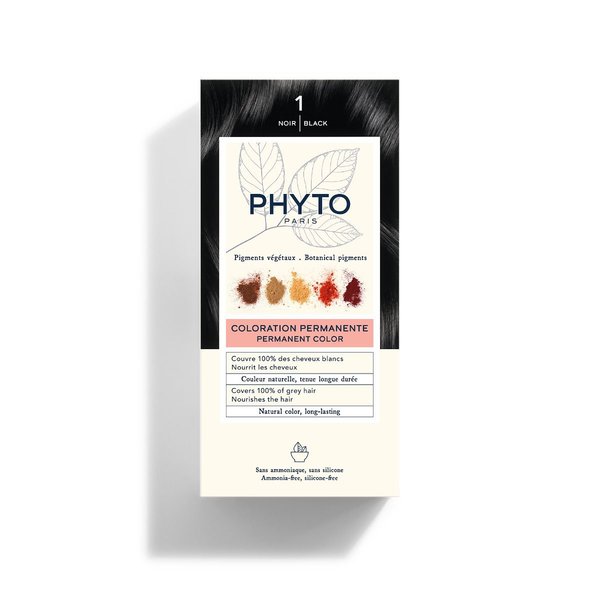 PHYTO PARIS COLORATION PERMANENTE PERMANENT COLOR NOIR BLACK 1 فيتو صبغ للشعر بدرجة اللون الأسود 