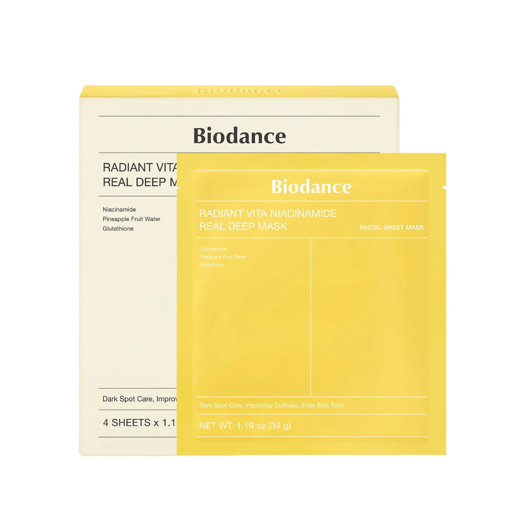 BIODANCE Radiant Vita Niacinamide Real Deep Mask (4 PACK) بايودانس ماسك النياسيناميد يوحد لون البشرة ويعزز تجدد البشرة