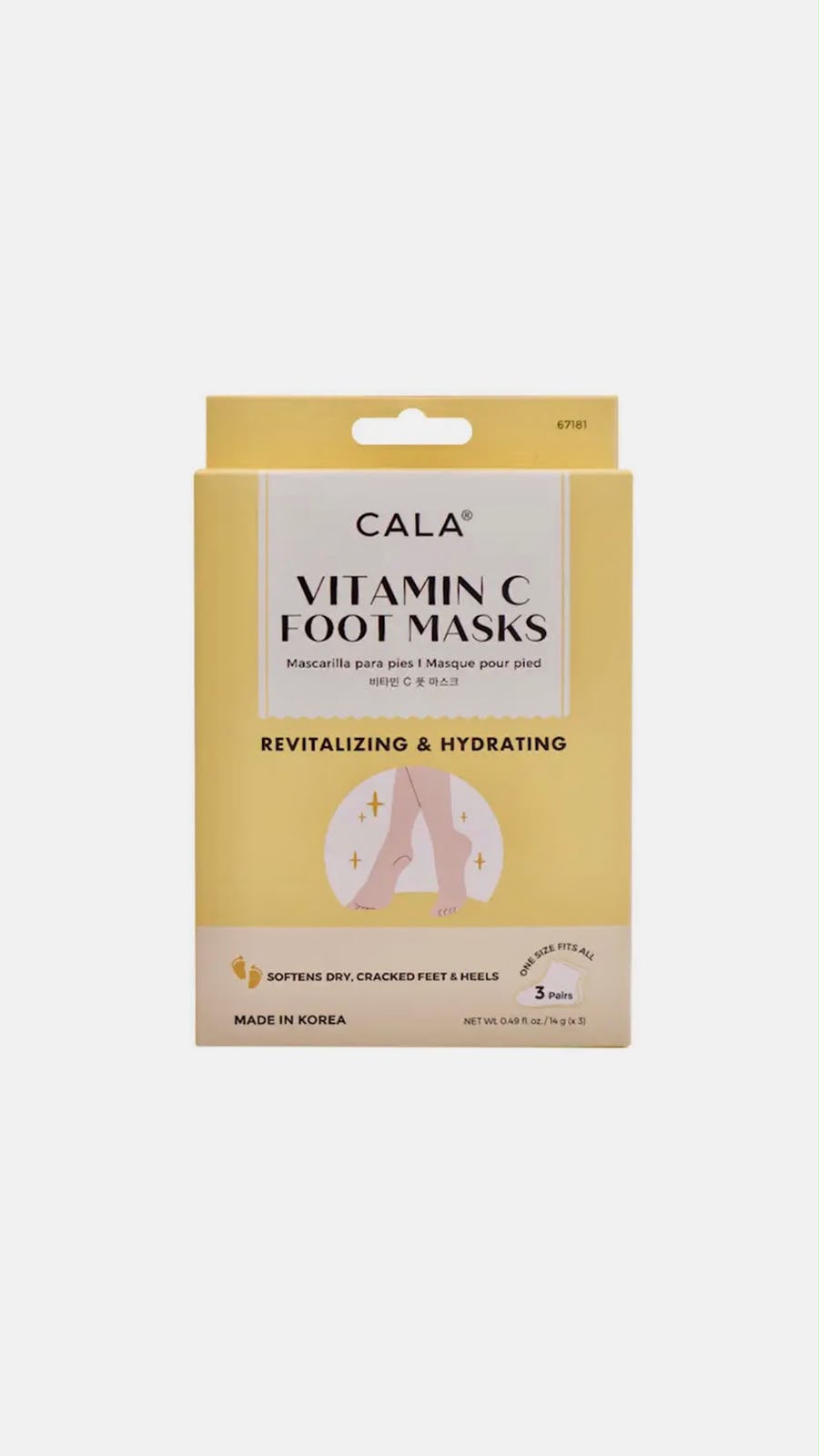CALA Vitamin C Foot Masks ( 3 Pairs) 67181 كالا ماسك تنعيم وترطيب القدمين