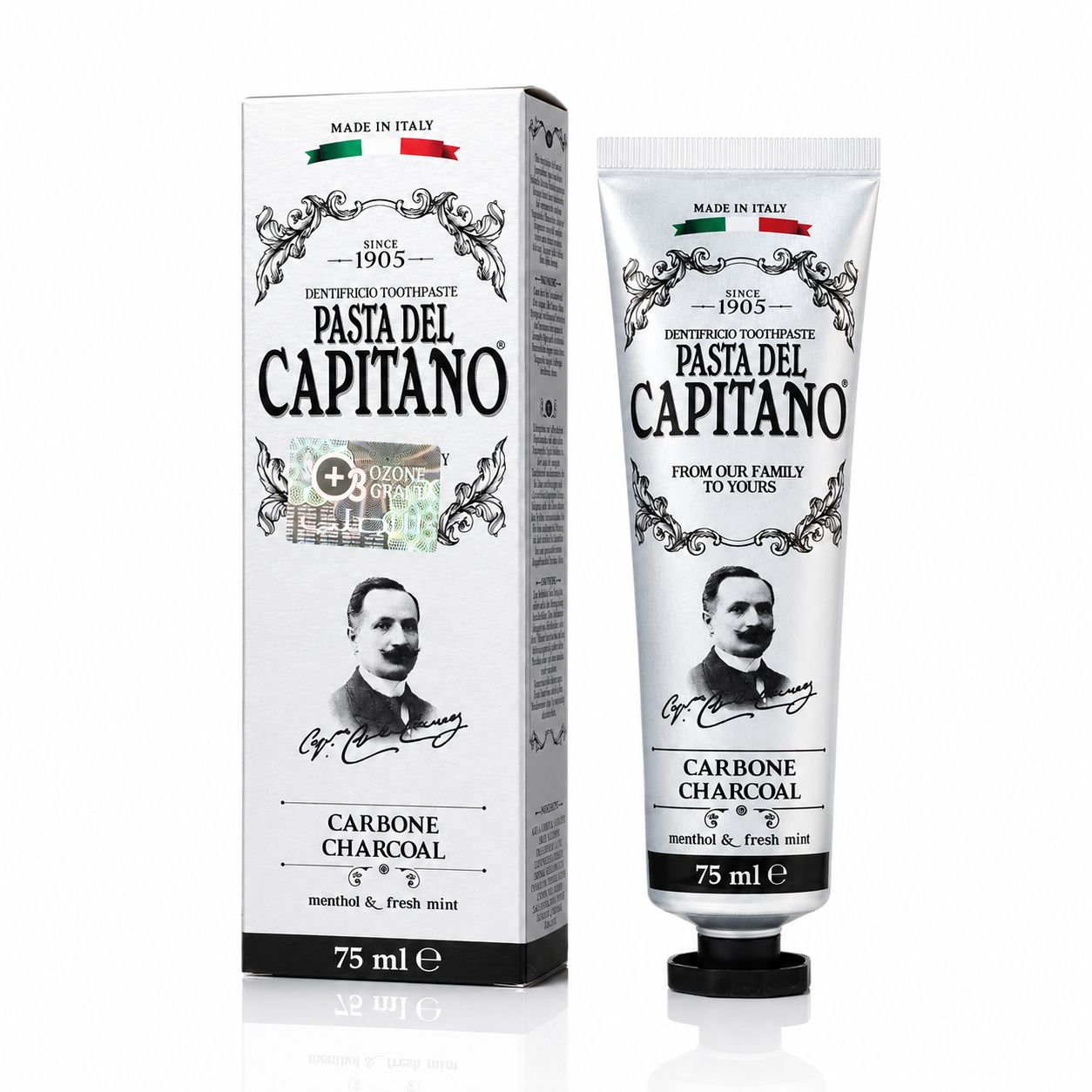 CAPITANO Charcoal Menthol & Fresh Mint Toothpaste 75ml كابيتانو معجون اسنان