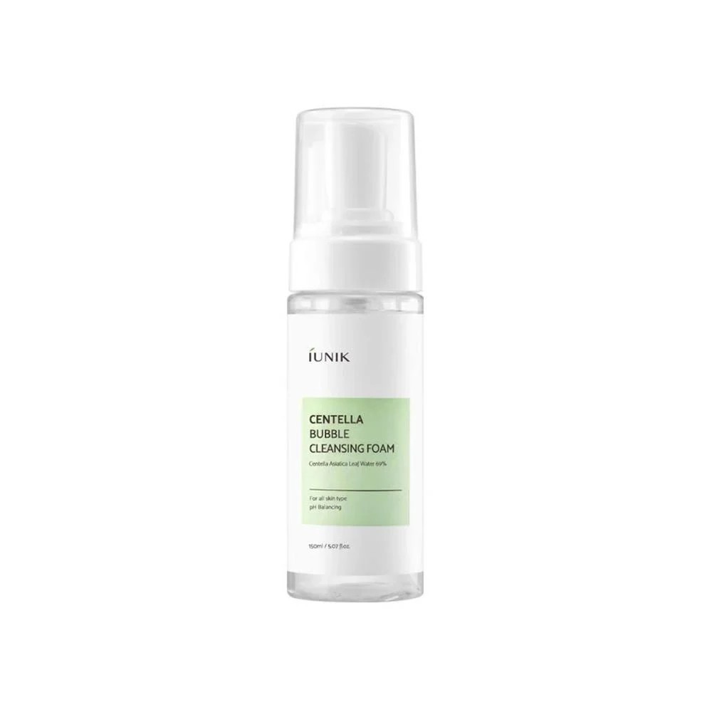 IUNIk Centella Bubble Cleansing Foam 150ml ايونك غسول بالسنتيلا ينظف بلطف، يرطب البشرة، يهدئ التهيج، ويحافظ على حاجزها
