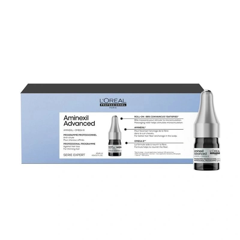 LOREAL PROFESSIONAL Aminexil Advanced Anti Hair Loss For Thinning Hair 42x6ml لوريال أمبولات تساعد على تقليل تساقط الشعر وتقوية الجذور بفعالية