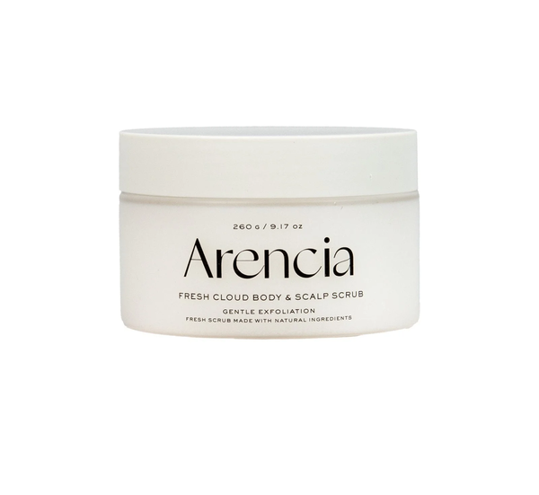 ARENCIA Cloud Body & Scalp Scrub White Tea & Neroli 260g ارينسيا مقشر بالشاي الأبيض وزهر البرتقال ينعم البشرة وفروة الرأس