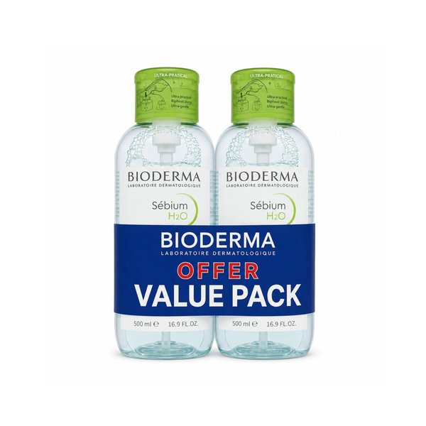 BIODERMA SENSIBIO H2O Micellar Water 500ml 1+1 Special Offer بايوديرما مسلير مزيل مكياج  للبشرة الدهنية و المختلطة بعرض خاص