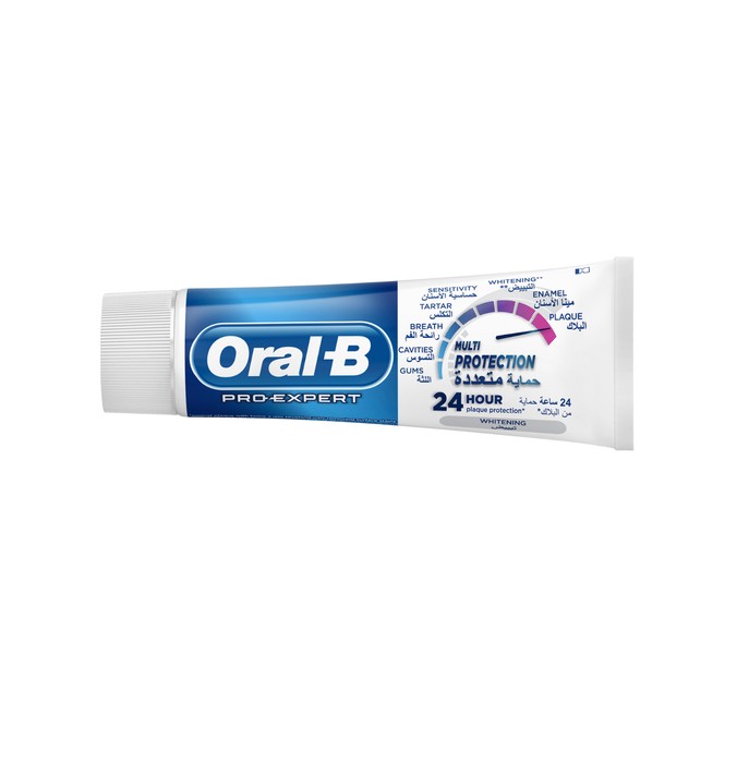ORAL-B Pro-expert Whitening Toothpaste 75ml أورال-بي معجون أسنان يوفر حماية شاملة لمدة 24 ساعة، ويزيل البقع ويقوي المينا