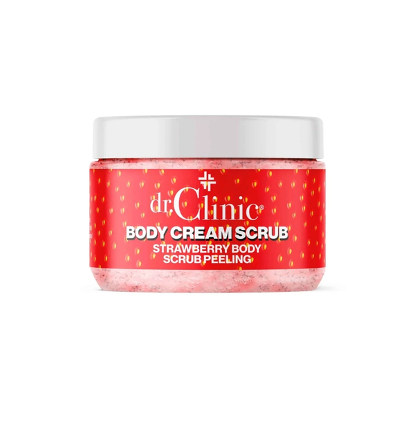 DR.CLINIC Body Cream Scrub Strawberry Body Scrub Peeling 300ml دكتور كلينيك كريم مقشر للجسم بتركيبة كريمية لطيفة
