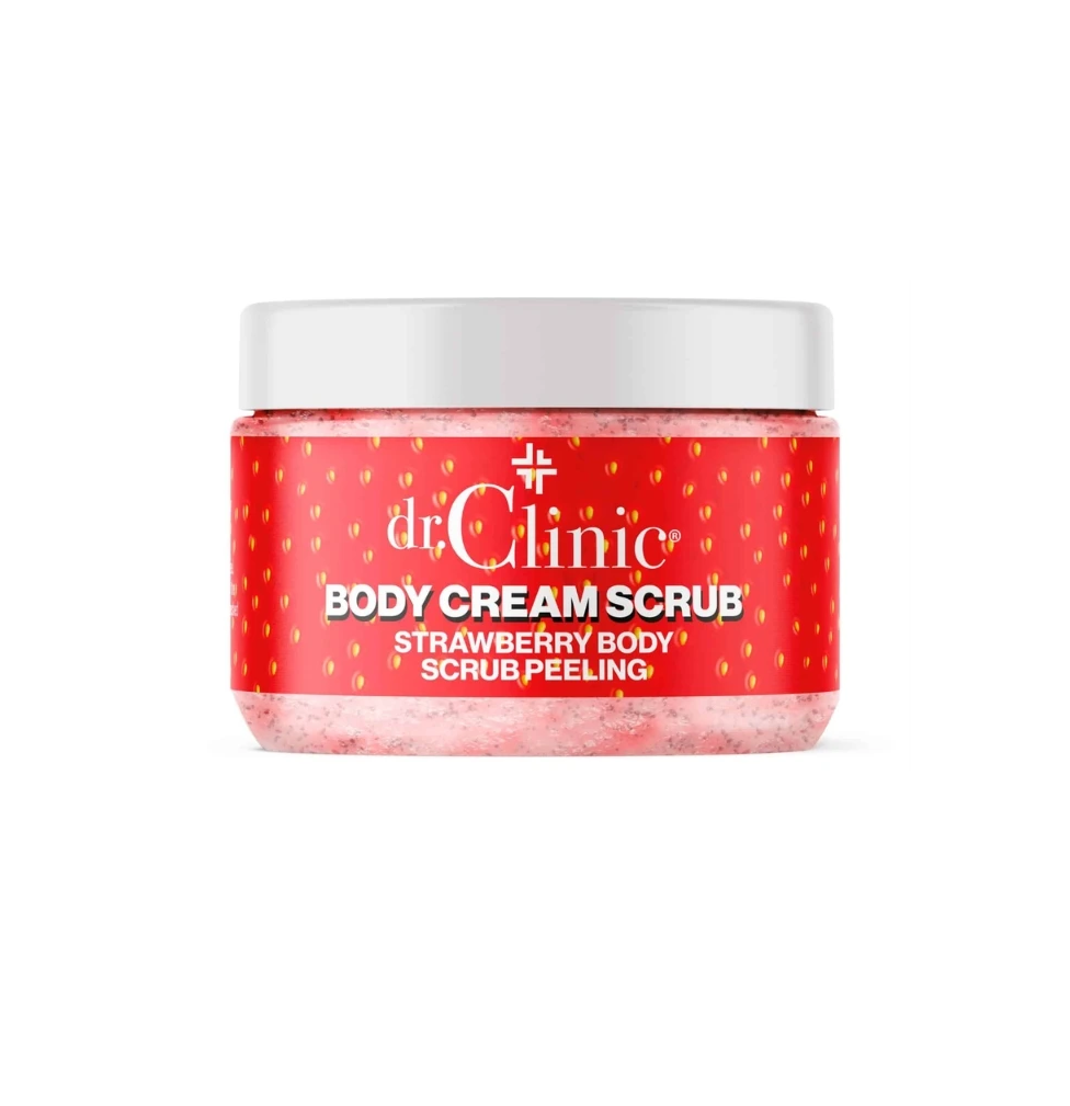 DR.CLINIC Body Cream Scrub Strawberry Body Scrub Peeling 300ml دكتور كلينيك كريم مقشر للجسم بتركيبة كريمية لطيفة