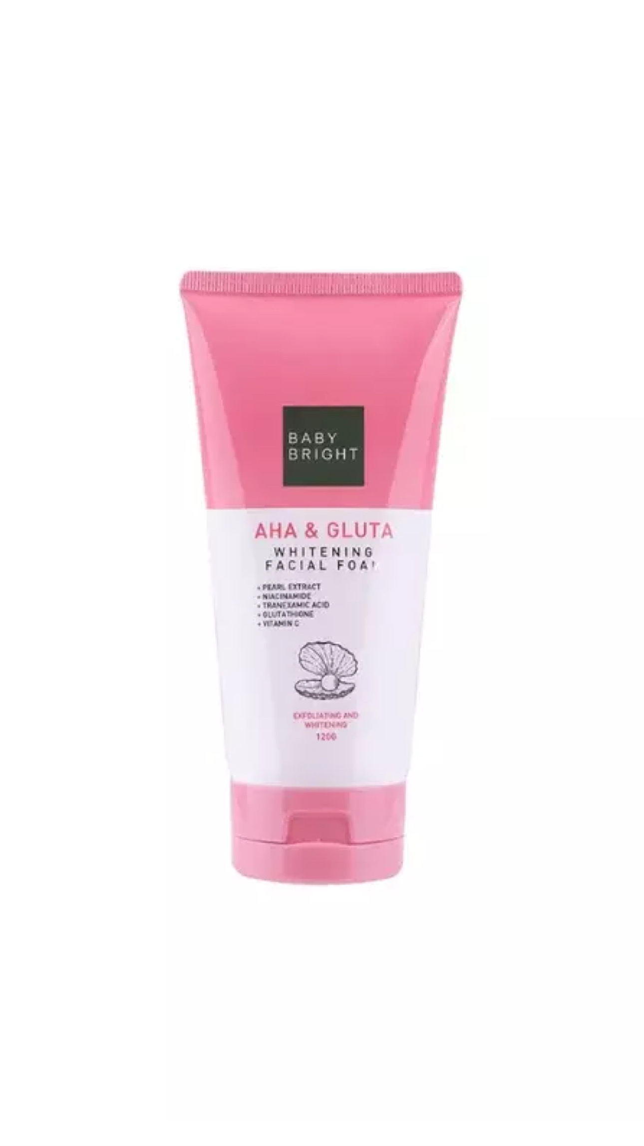BABY BRIGHT AHA & GLUTA WHITENING FACIAL FOAM 120g بيبي برايت غسول رغوي منظف للوجه