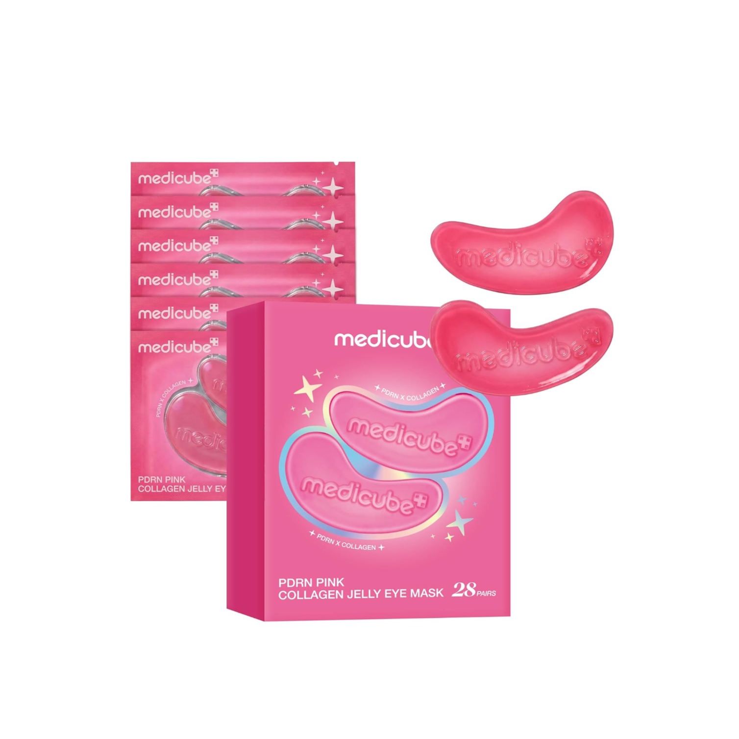 MEDICUBE Jelly Eye Mask PDRN Pink Collagen (28pairs) ميديكيوب بادات جل لمنطقة تحت العين ترطب البشرة ومنحها مظهراً أكثر انتعاشاً ونضارة