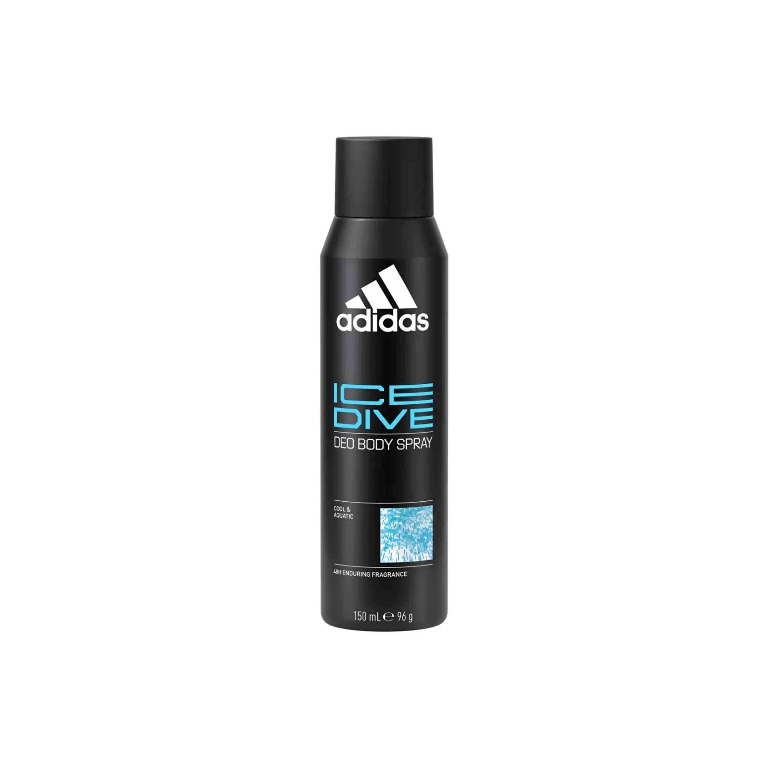 ADIDAS Ice Dive Deo Body Spray 48h 150ml أديداس مزيل العرق يمنح رائحة منعشة تدوم 48 ساعة