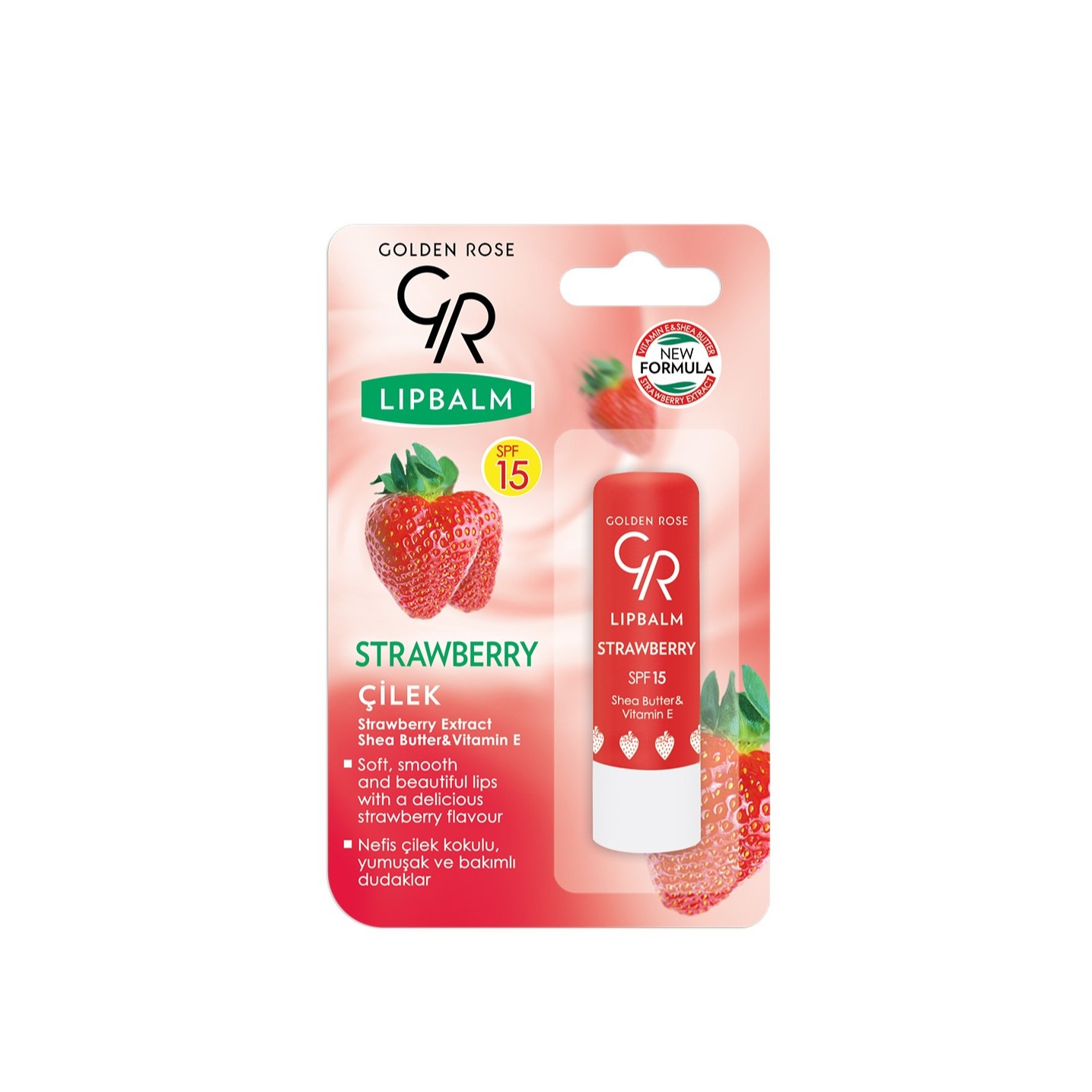 GOLDEN ROSE Lip Balm Strawberry Spf 15 كولدن روز مرطب للشفاه برائحة الفراولة