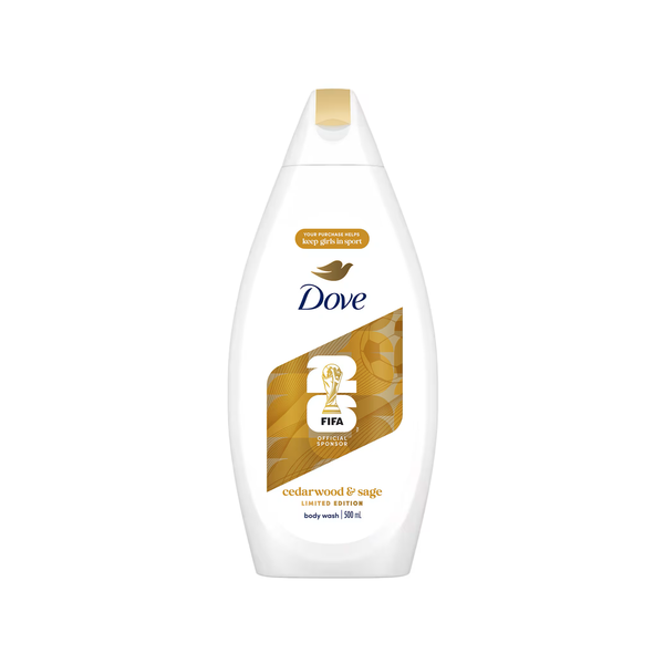 DOVE FIFA Limited Edition Body Wash 500ml - CedarWood & Sage  دوف غسول مرطب لجسم برائحة خشب الأرز والميرمية