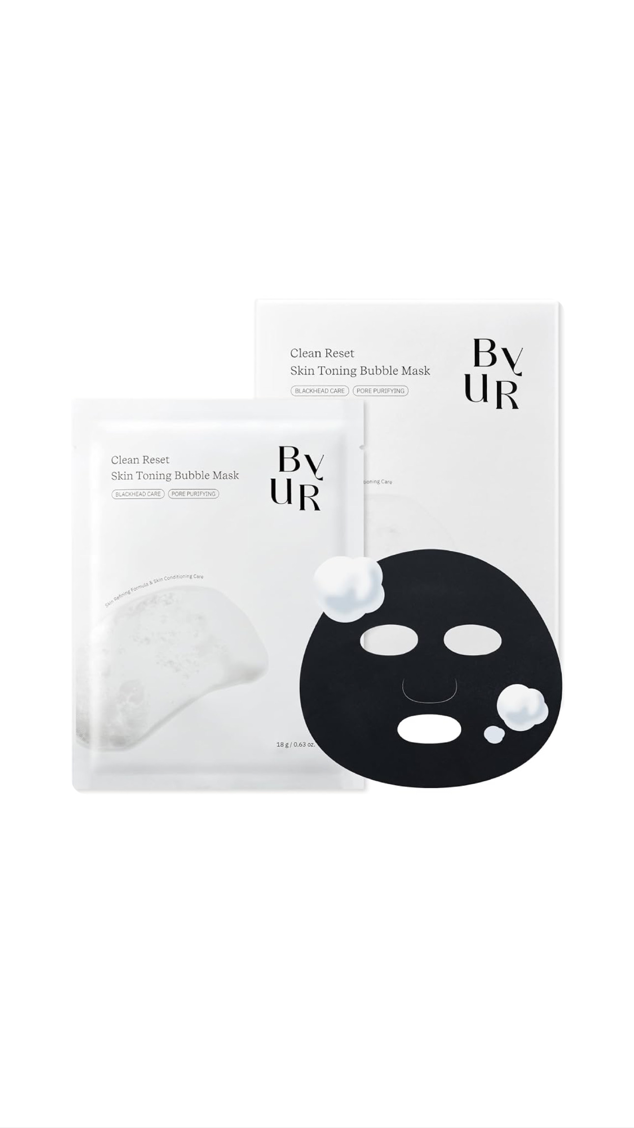 BYUR CLEAN RESET SKIN TONING BUBBLE MASK —1 Sheet بايور قناع الفقاعات الورقي للعناية بالبشرة