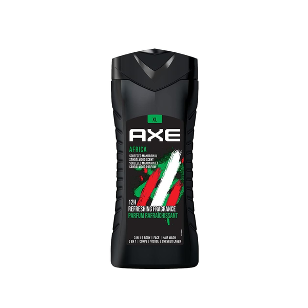 AXE 3 in 1 Shower Gel Africa 400ml – Mandarin & Sandalwood  اكس غسول عطري منعش للجسم برائحة اليوسفي وخشب الصندل