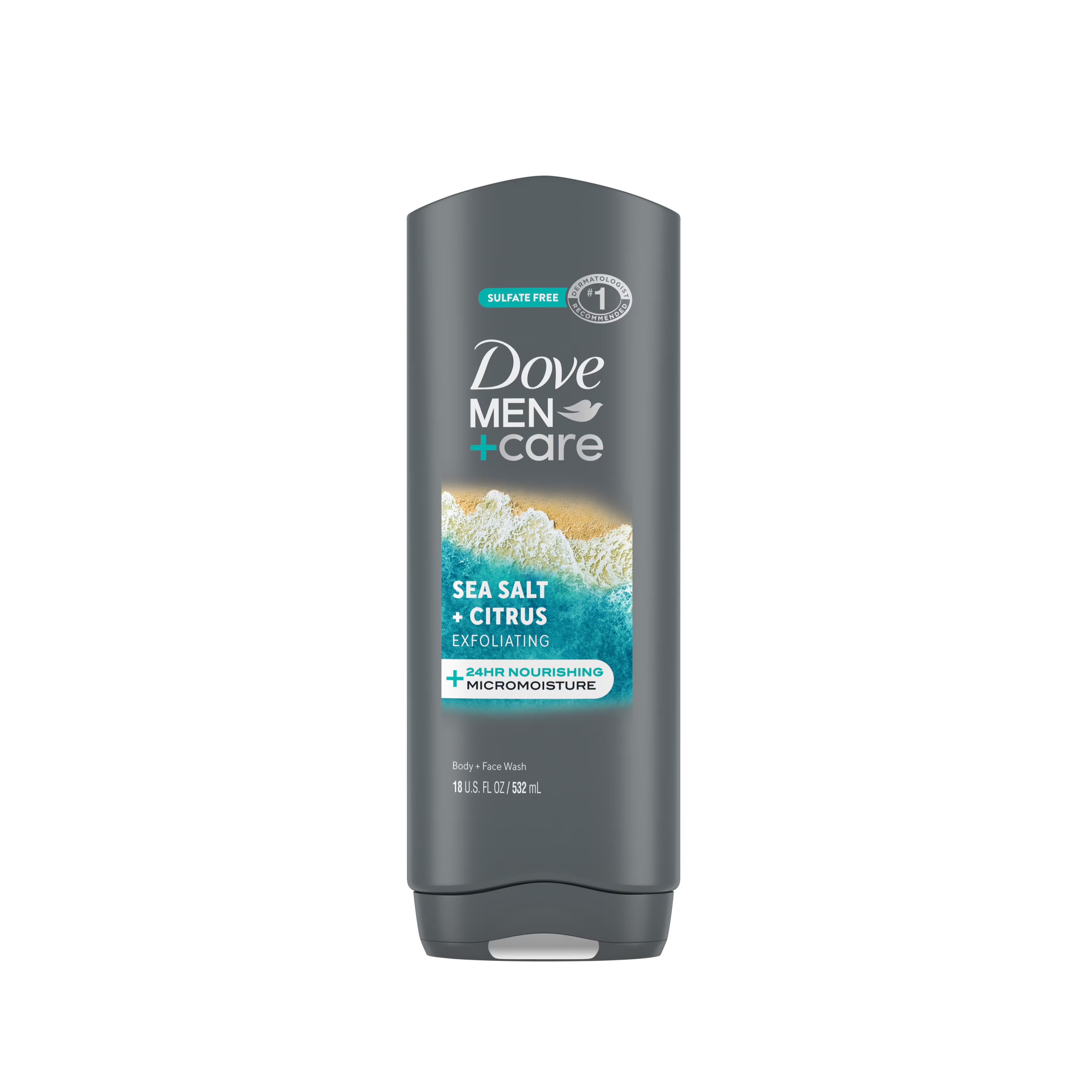 DOVE MEN + CARE Exfoliating Body Wash 532ml - Sea Salt + Citrus  دوف غسول مقشر للجسم غني بملح البحر والحمضيات