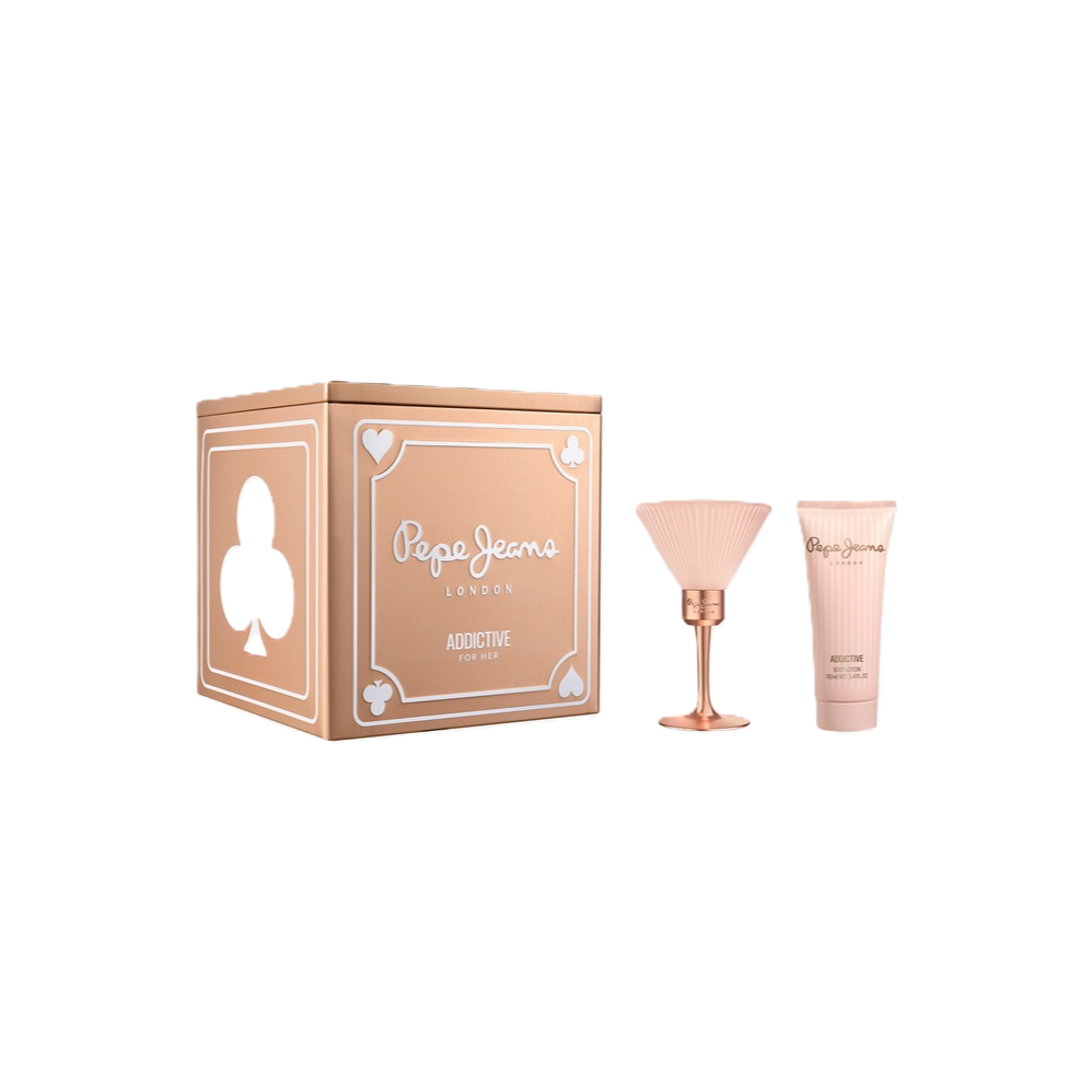 PEPE JEANS Addictive Eau de Parfum Gift Set for Women (80ml + Body Lotion 100ml) بيبي جينز مجموعة هدايا للنساء