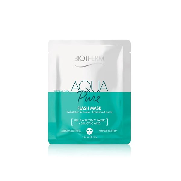 BIOTHERM Aqua Pure Flash Mask Salicylic Acid Moisturizing for All Skin Types 31g  بايوثيرم ماسك ورقي يرطب وينقي وينعش البشرة غني بحمض الساليسيليك