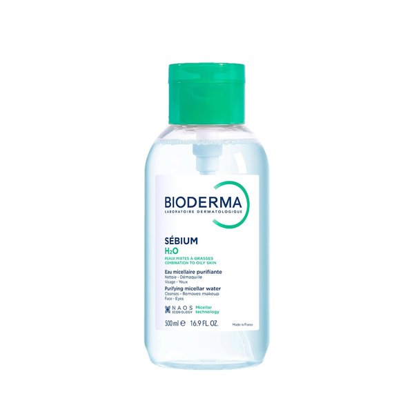 BIODERMA SEBIUM H2O Purifying Micellar Water 500ml  بايوديرما منظف ومزيل ميكب مناسب للعيون وللبشرة المختلطة الى الدهنية