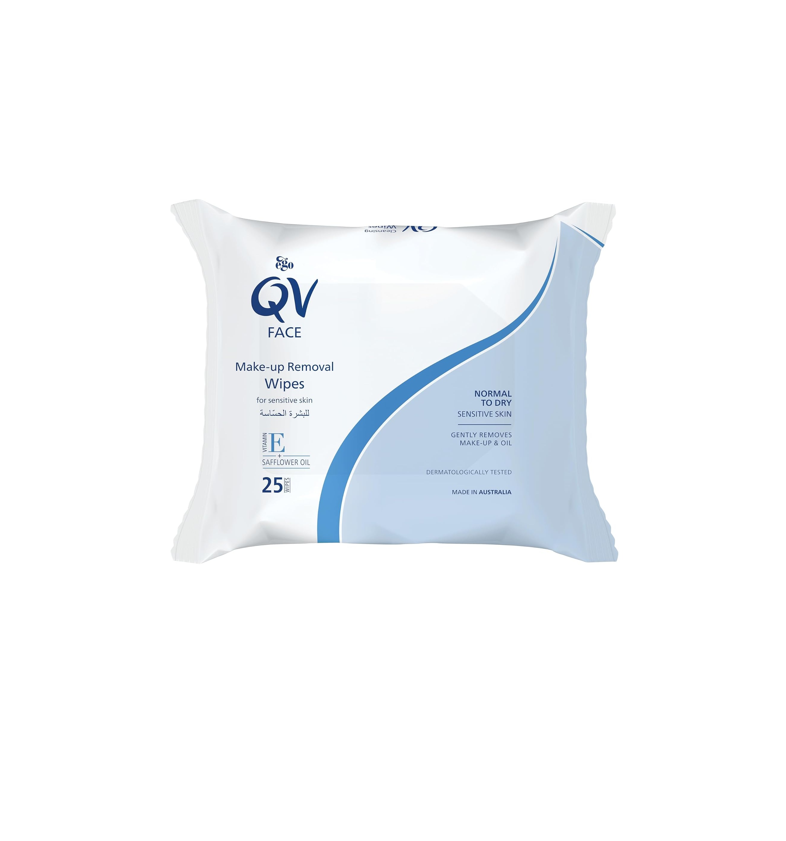 QV Ego Face Make-up Removal Wipes For Sensitive Skin 25 Sheets كيوفي مناديل مرطبة مزيلة للكياج للبشرة الحساسة