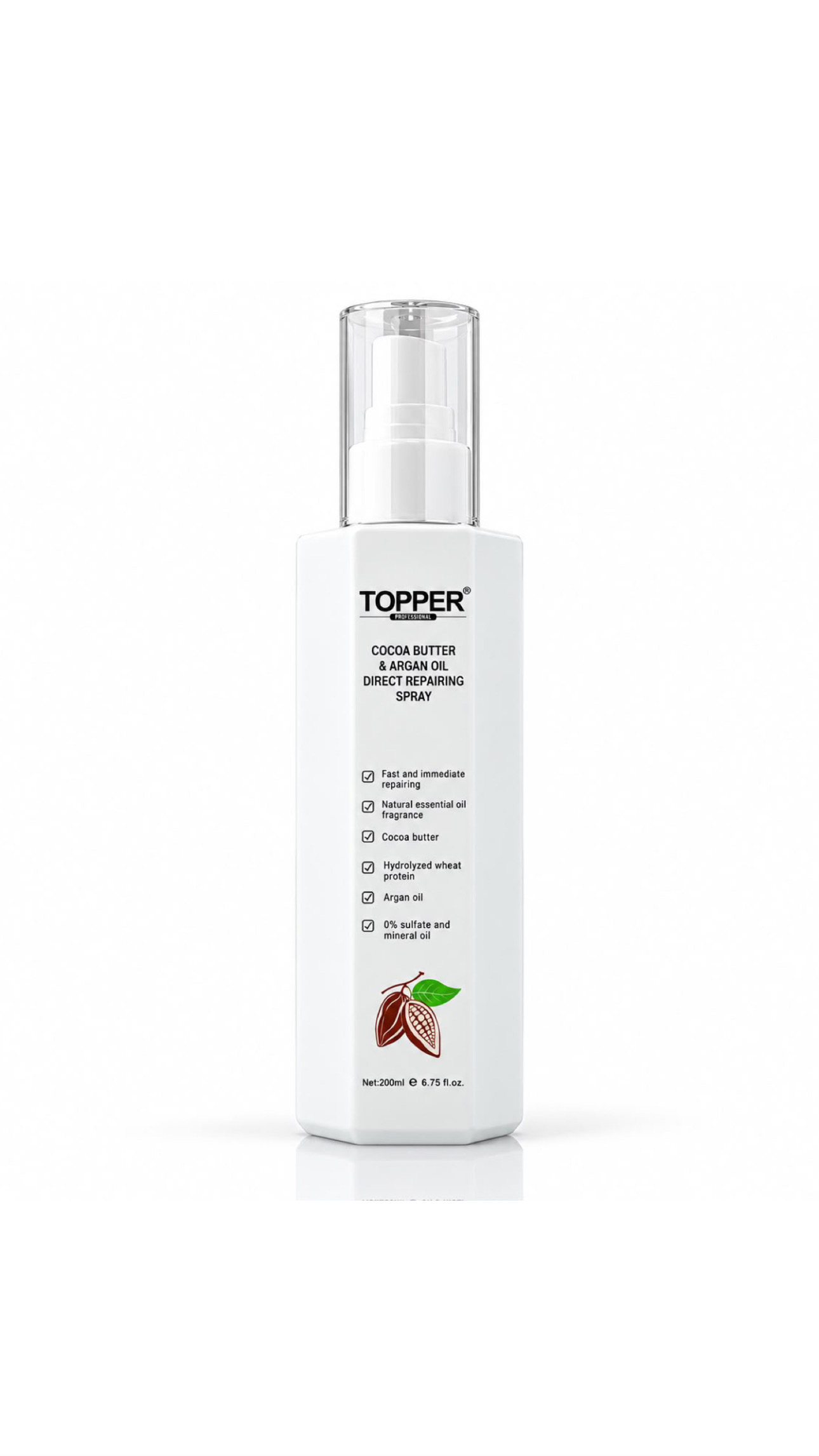 TOPPER PROFESSIONAL COCOA BUTTER & ARGAN OIL DIRECT REPAIRING SPRAY 200ml توپر رذاذ معالج للشعر