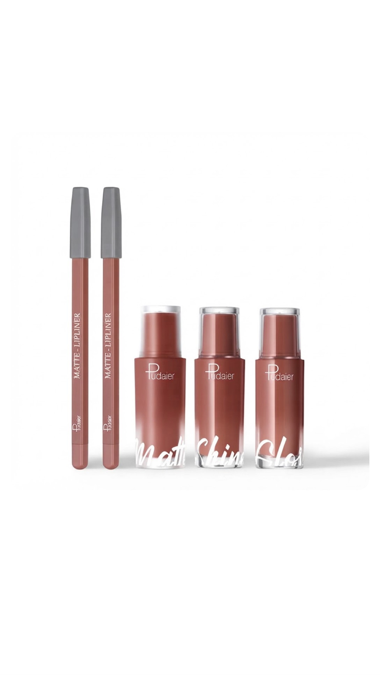 PUDAIER LIPPIE SAYS KISS KIT - 02 Well Timed پوداير مجموعة مكياج الشفاه بالوان نود