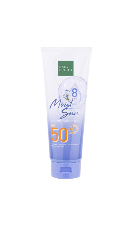 BABY BRIGHT MOIST SUN COOLING BODY LOTION SPF50 PA+++ 160ml بيبي برايت لوشن مرطب للجسم بعامل حماية من الشمس