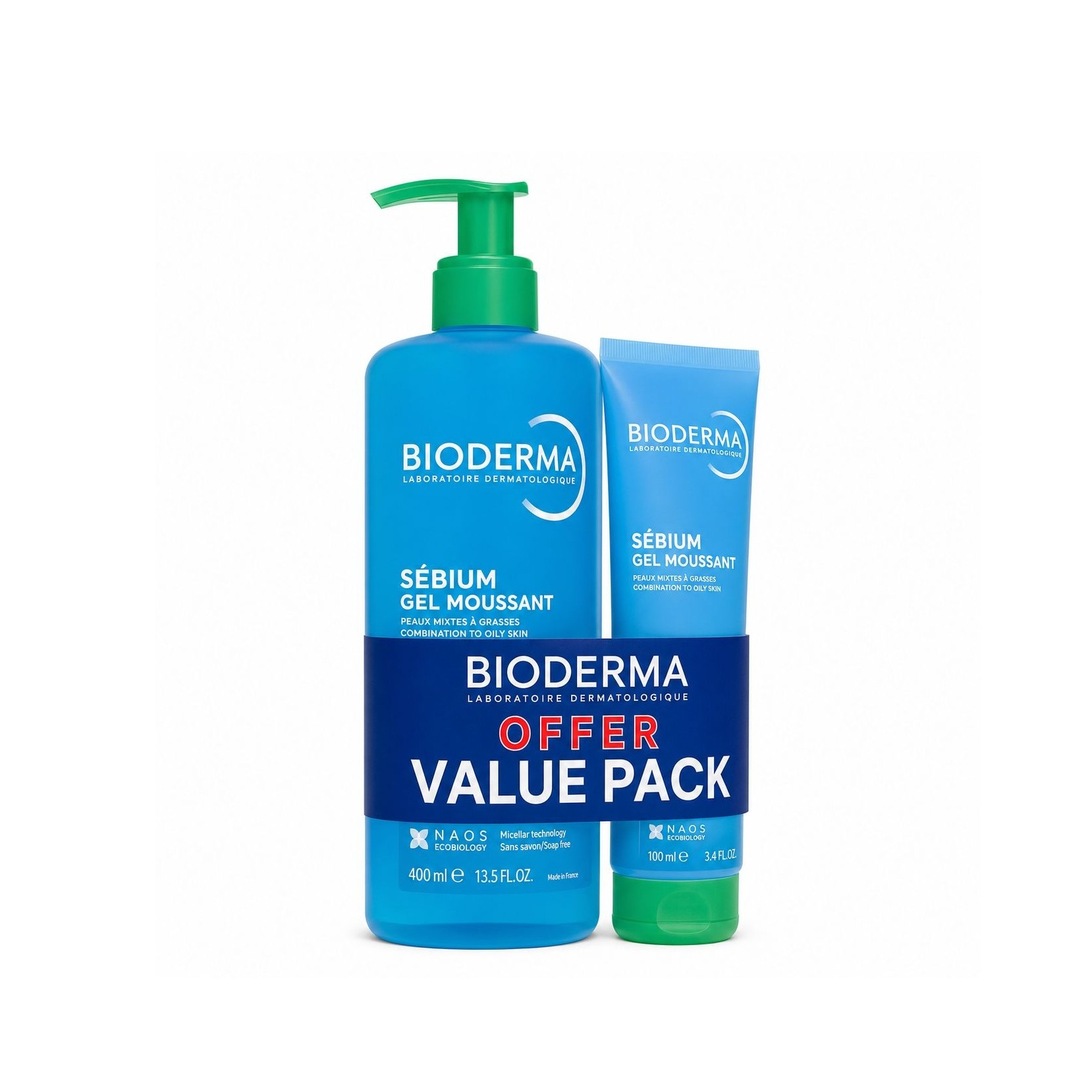 BIODERMA Purifying Cleansing Foaming Gel 400ml 1+1 100ml Special Offer بايوديرما غسول رغوي ينظف البشرة الدهنية بلطف، وينظم الدهون بعرض خاص