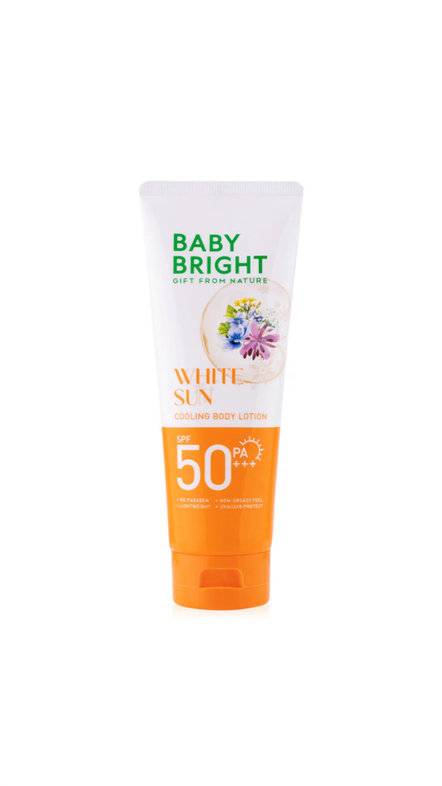 BABY BRIGHT WHITE SUN COOLING BODY LOTION SPF50 PA+++  160ml بيبي برايت لوشن مبرد للجسم بعامل حماية من الشمس 