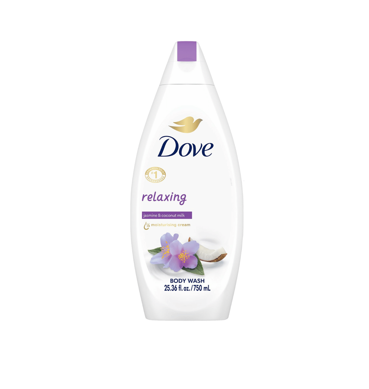 DOVE Relaxing Jasmine & Coconut Milk Body Wash 750ml دوف غسول للجسم بالياسمين وحليب جوز الهند ينظف البشرة بلطف ويرطبها 