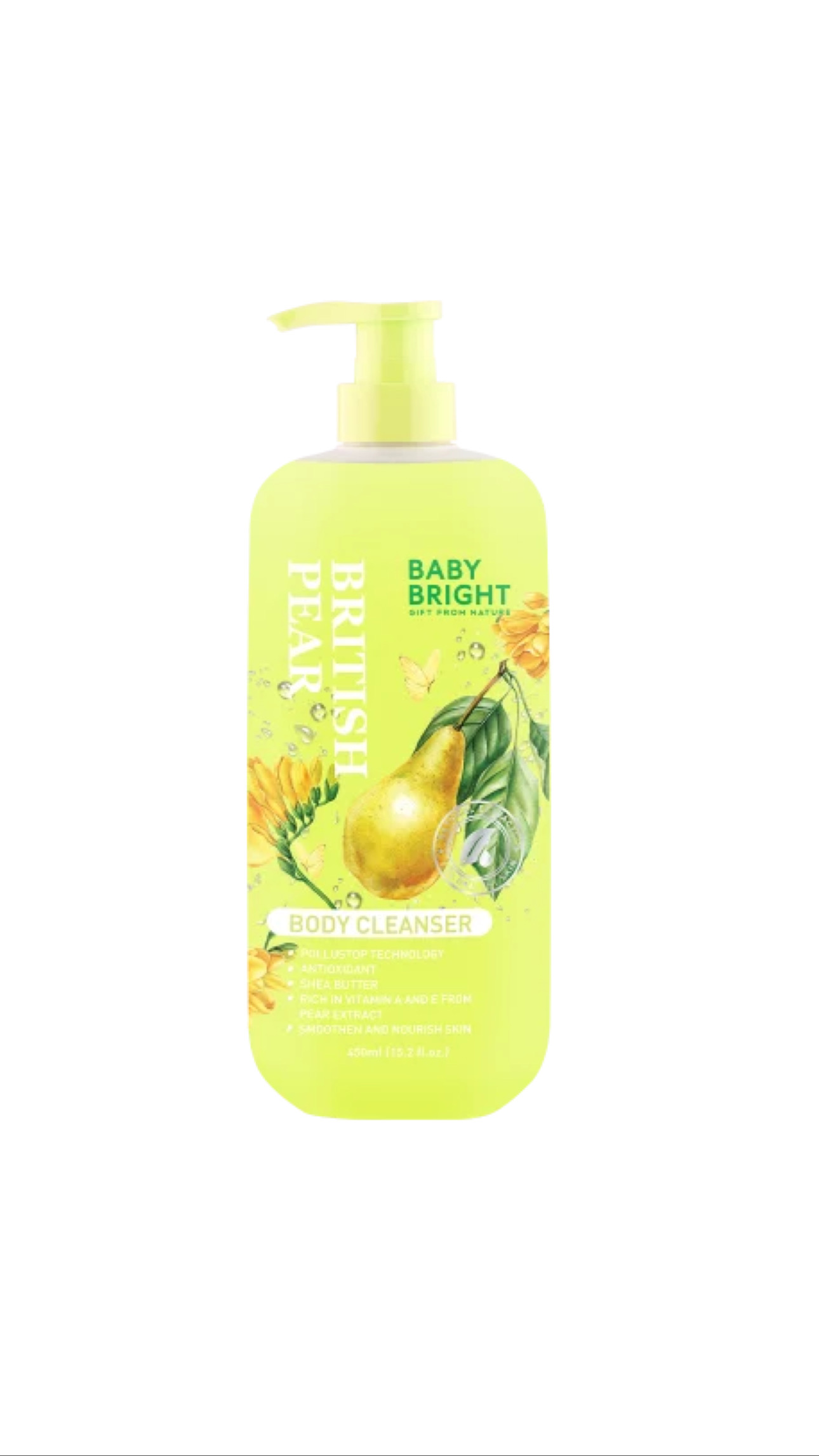 BABY BRIGHT BRITISH PEAR BODY CLEANSER 450ml بيبي برايت غسول الجسم برائحة الكمثرى