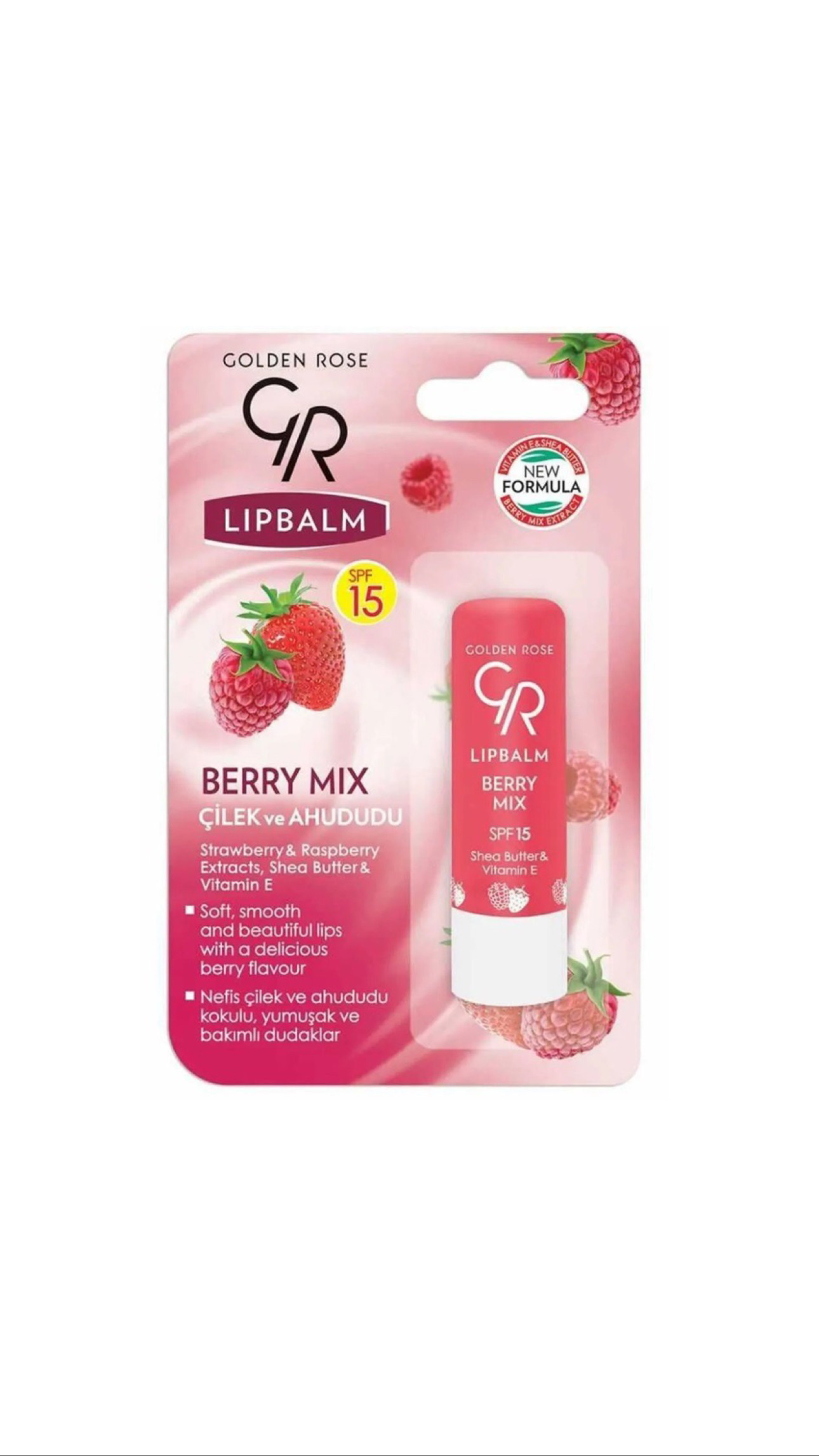 GOLDEN ROSE LIPBALM BERRY MIX SPF 15 گولدن روز مرطب للشفاه بخلاصة الفراولة