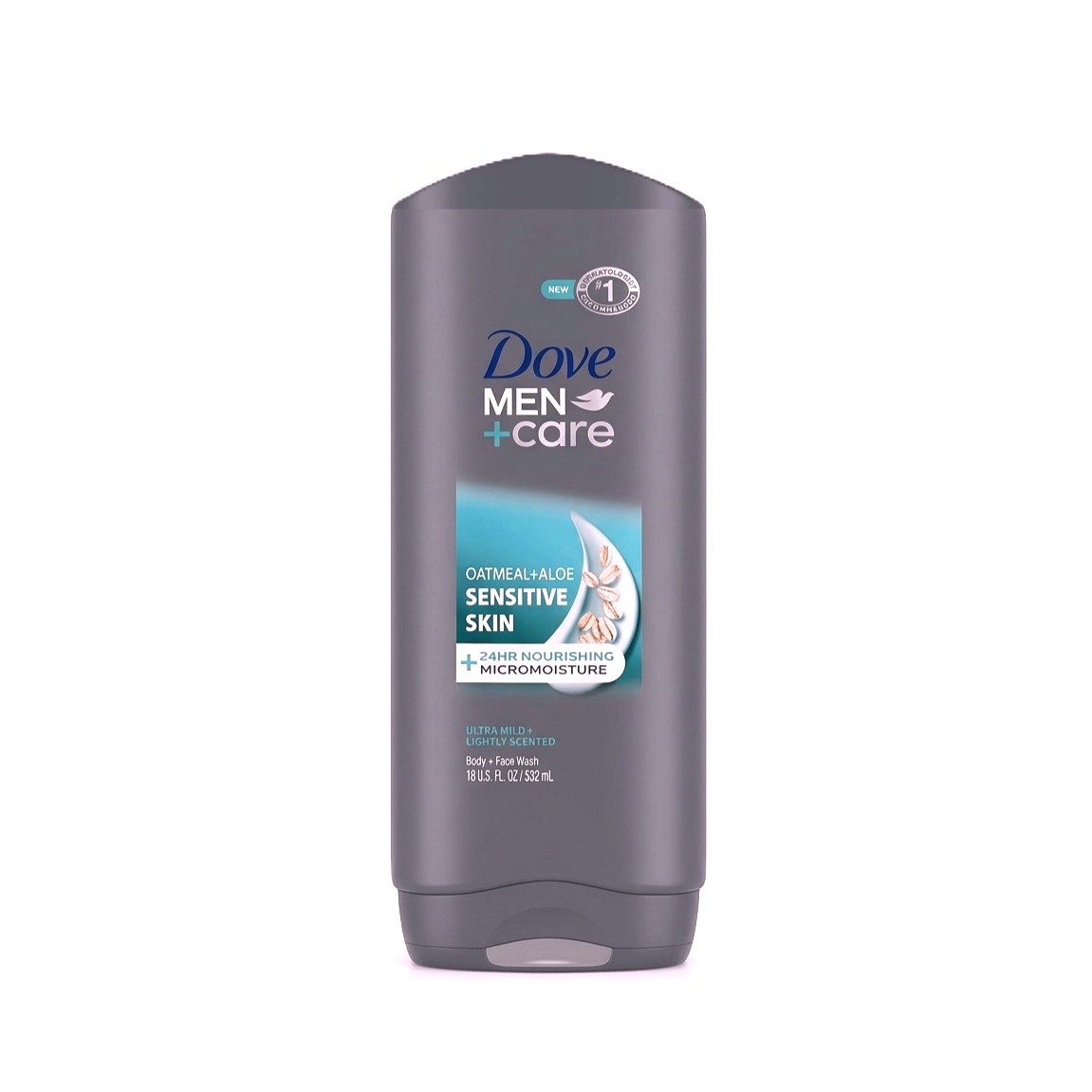 DOVE MEN + CARE Sensitive Skin 24hr Nourishing Body + Face Wash 532ml - Oatmeal + Aloe دوف غسول للجسم غني بالشوفان والالوفيرا يعزز نظافة والترطيب مخصص للبشرة الحساسة
